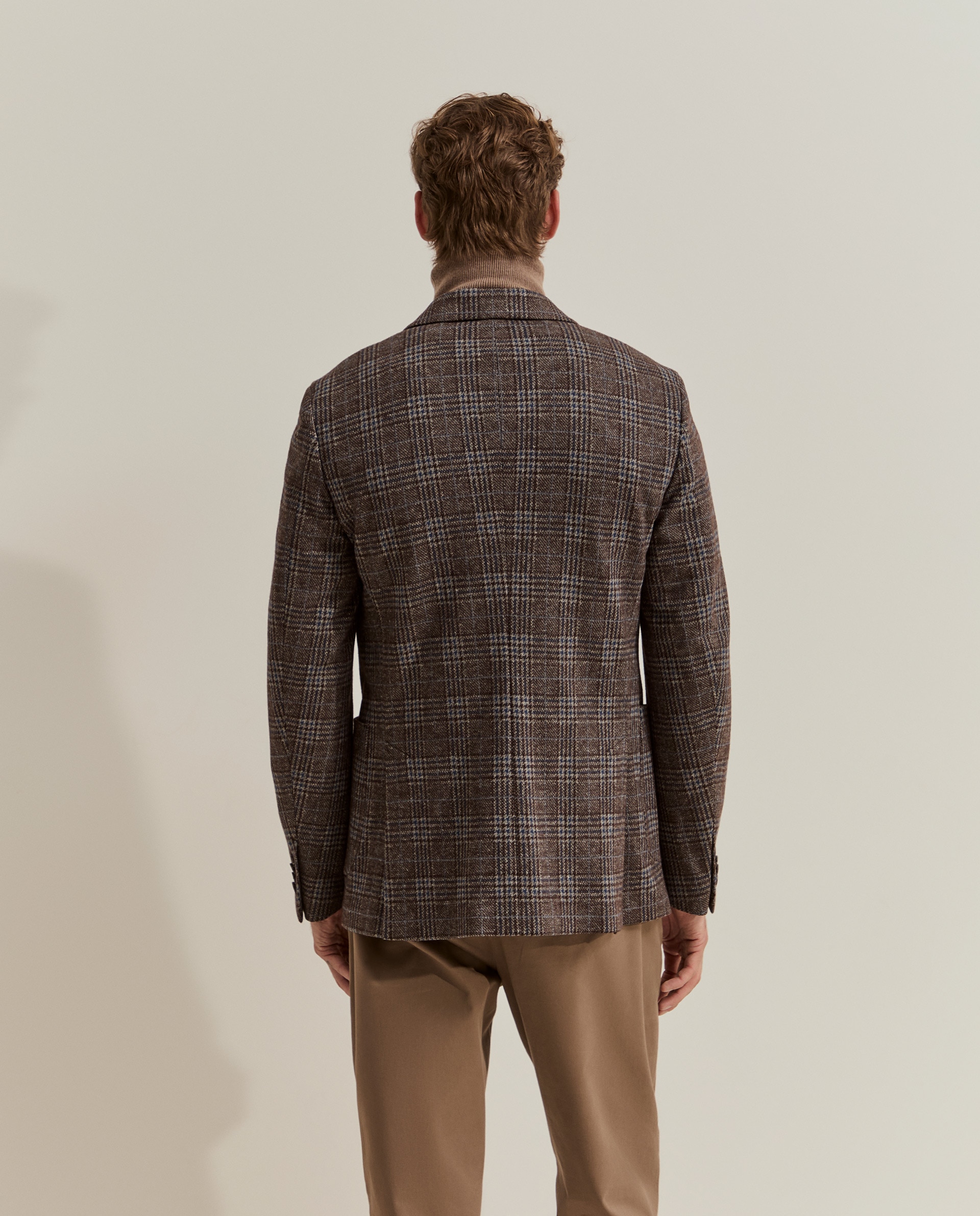 Blazer de hombre a cuadros con lana - Lion of Porches - Marrón Marrón-3