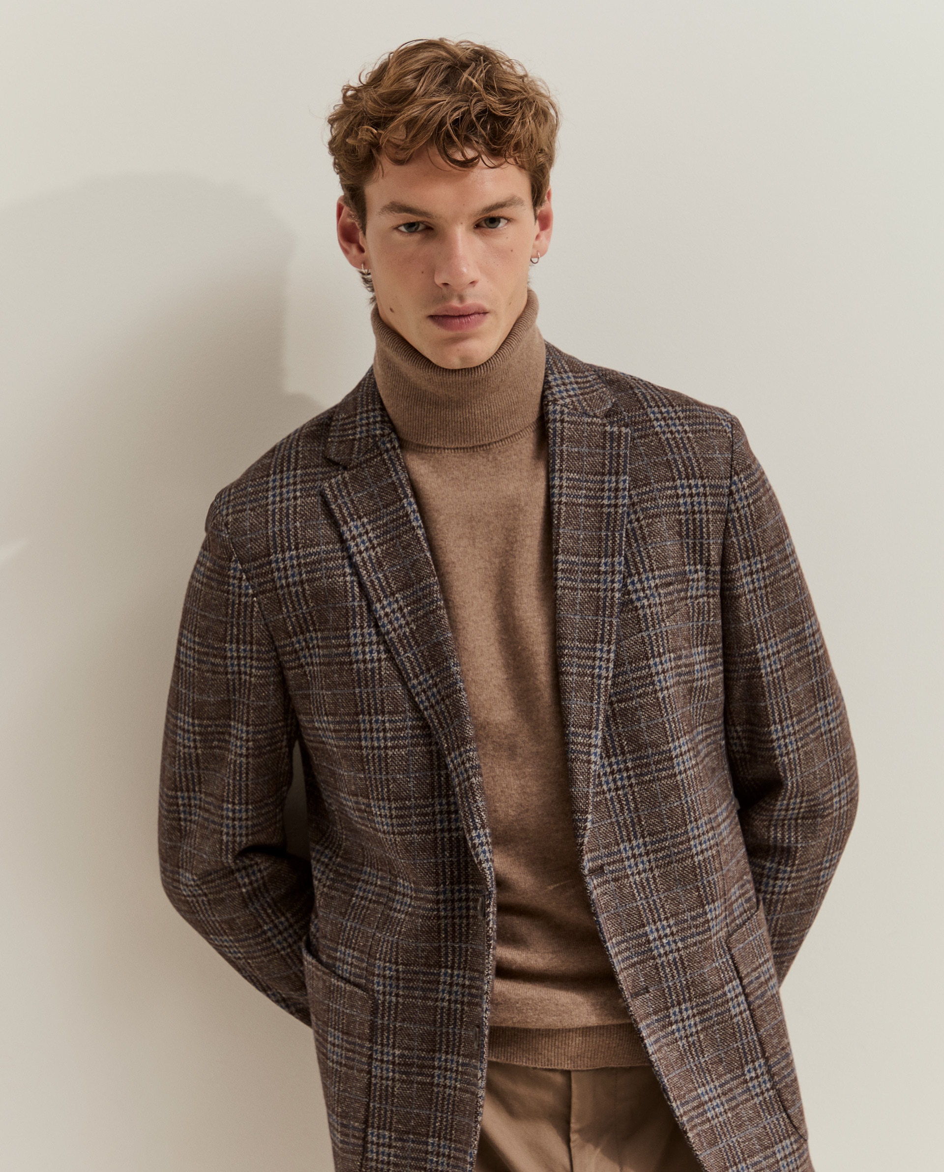 Blazer de hombre a cuadros con lana - Lion of Porches - Marrón Marrón-4