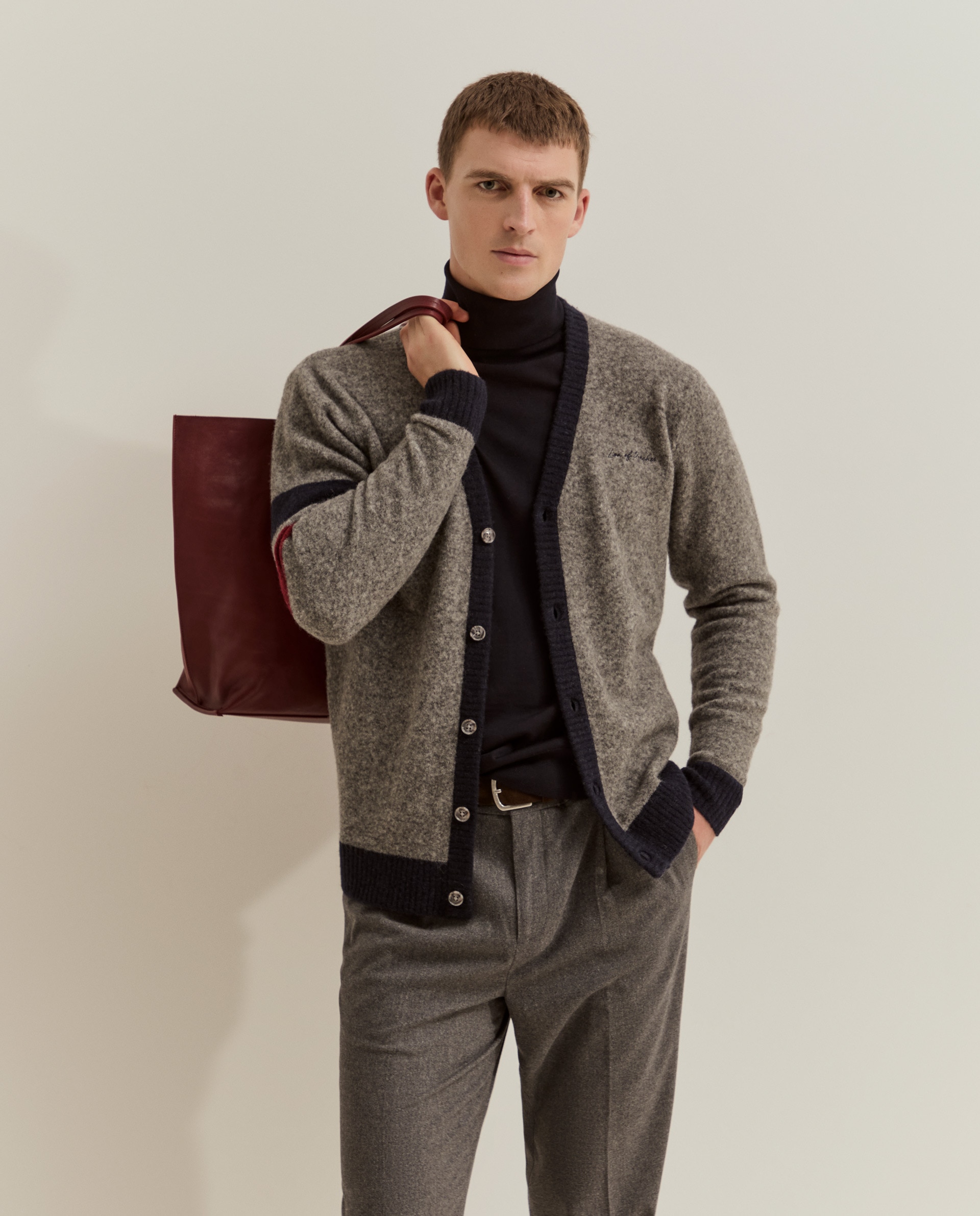 Cárdigan de hombre en lana - Lion of Porches - Gris Gris-1
