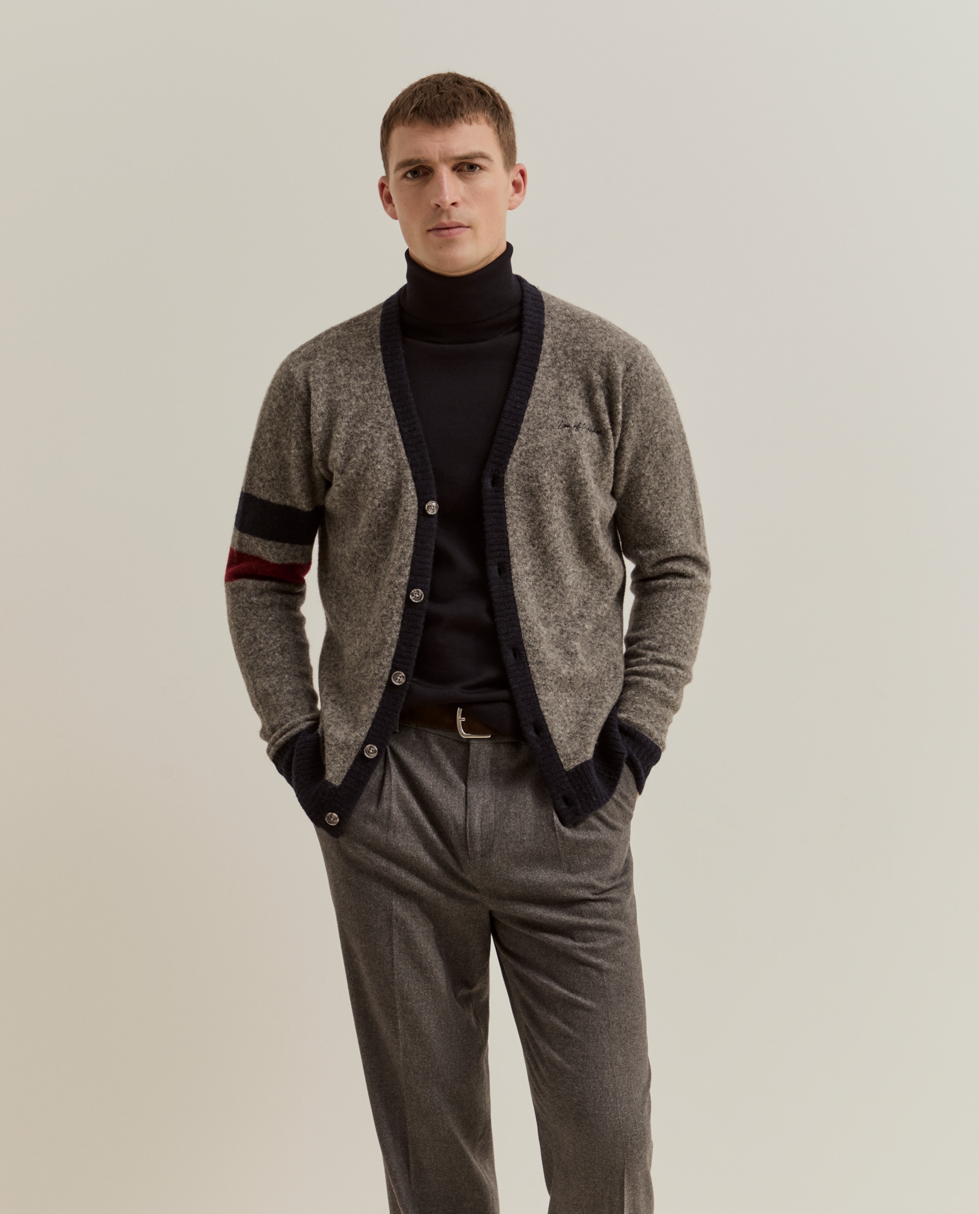 Cárdigan de hombre en lana - Lion of Porches - Gris Gris-2