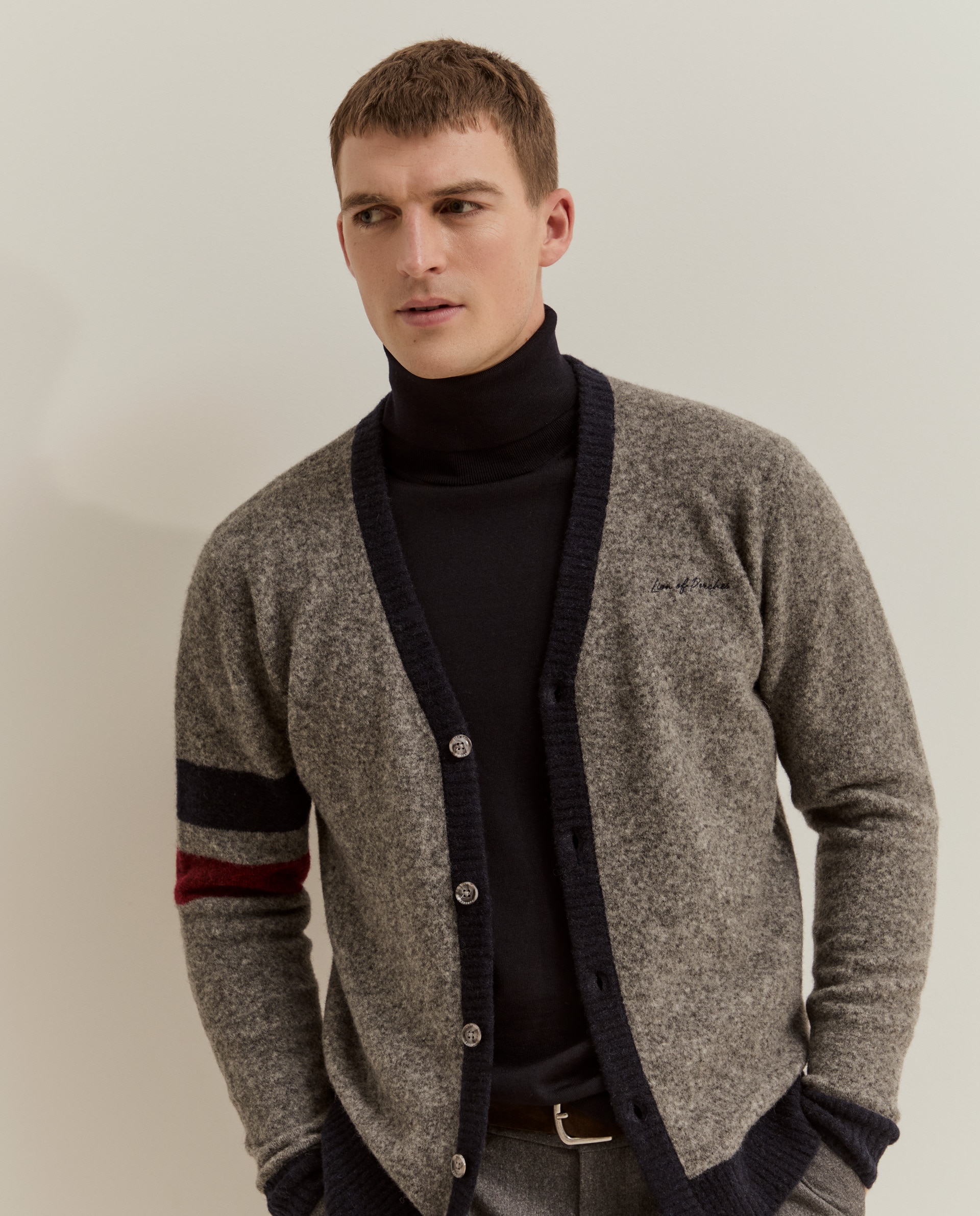 Cárdigan de hombre en lana - Lion of Porches - Gris Gris-4