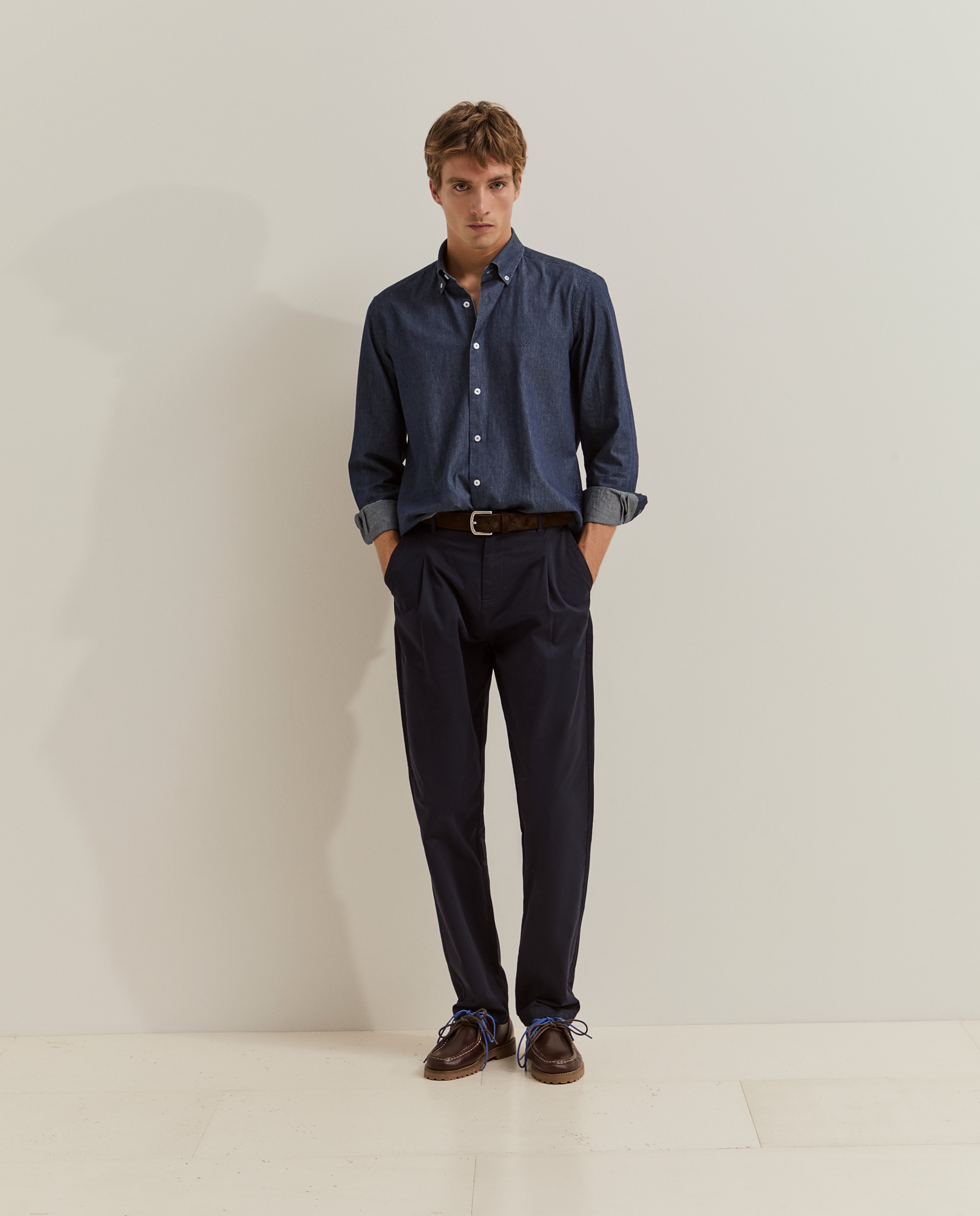 Pantalones chinos de hombre de corte regular fit en algodón - Lion of Porches - Azul marino Azul marino-2