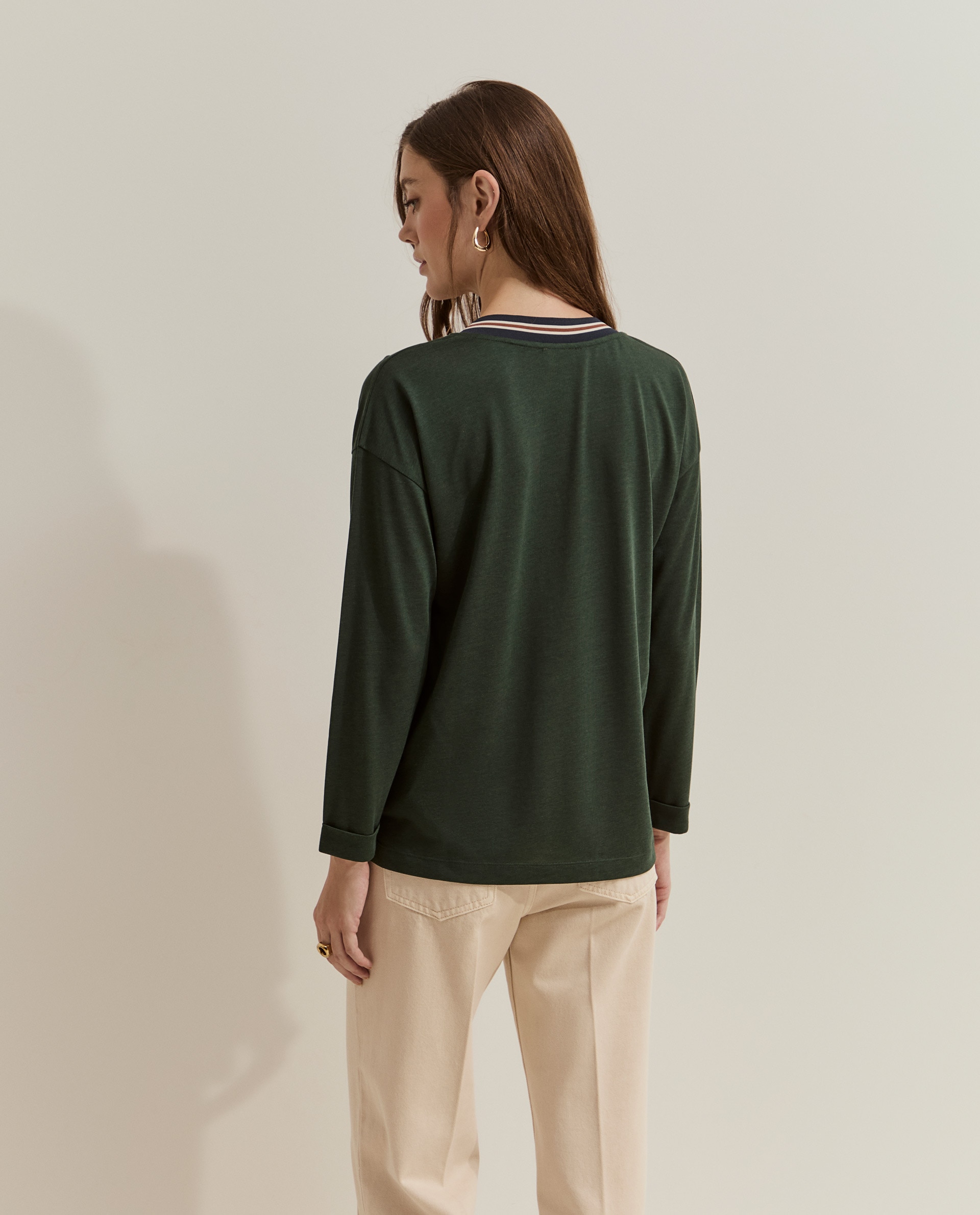 Camiseta de mujer en manga larga - Lion of Porches - Verde oscuro Verde oscuro-3