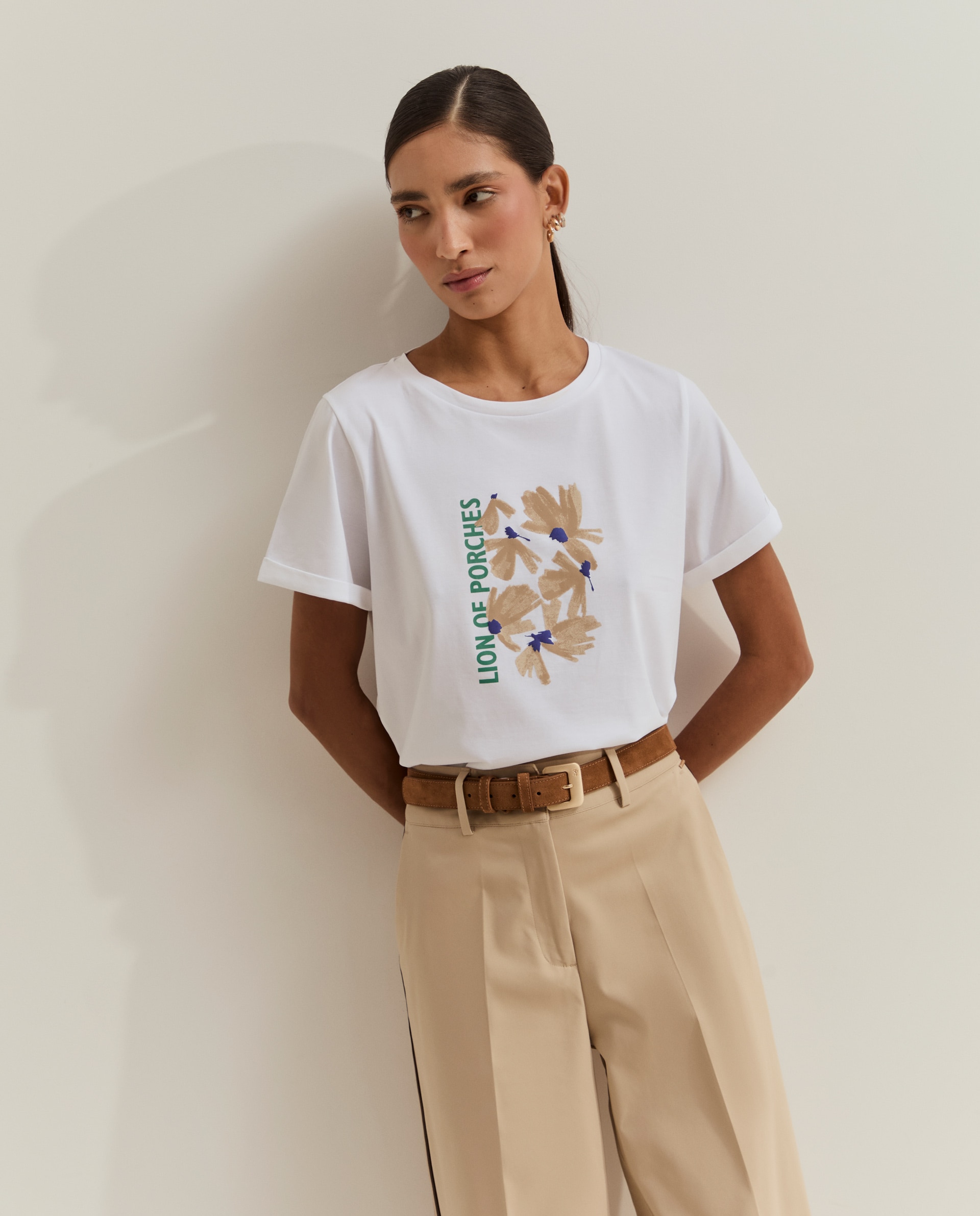 Imagen 0 de Camiseta de mujer de algodón con estampado Blanco