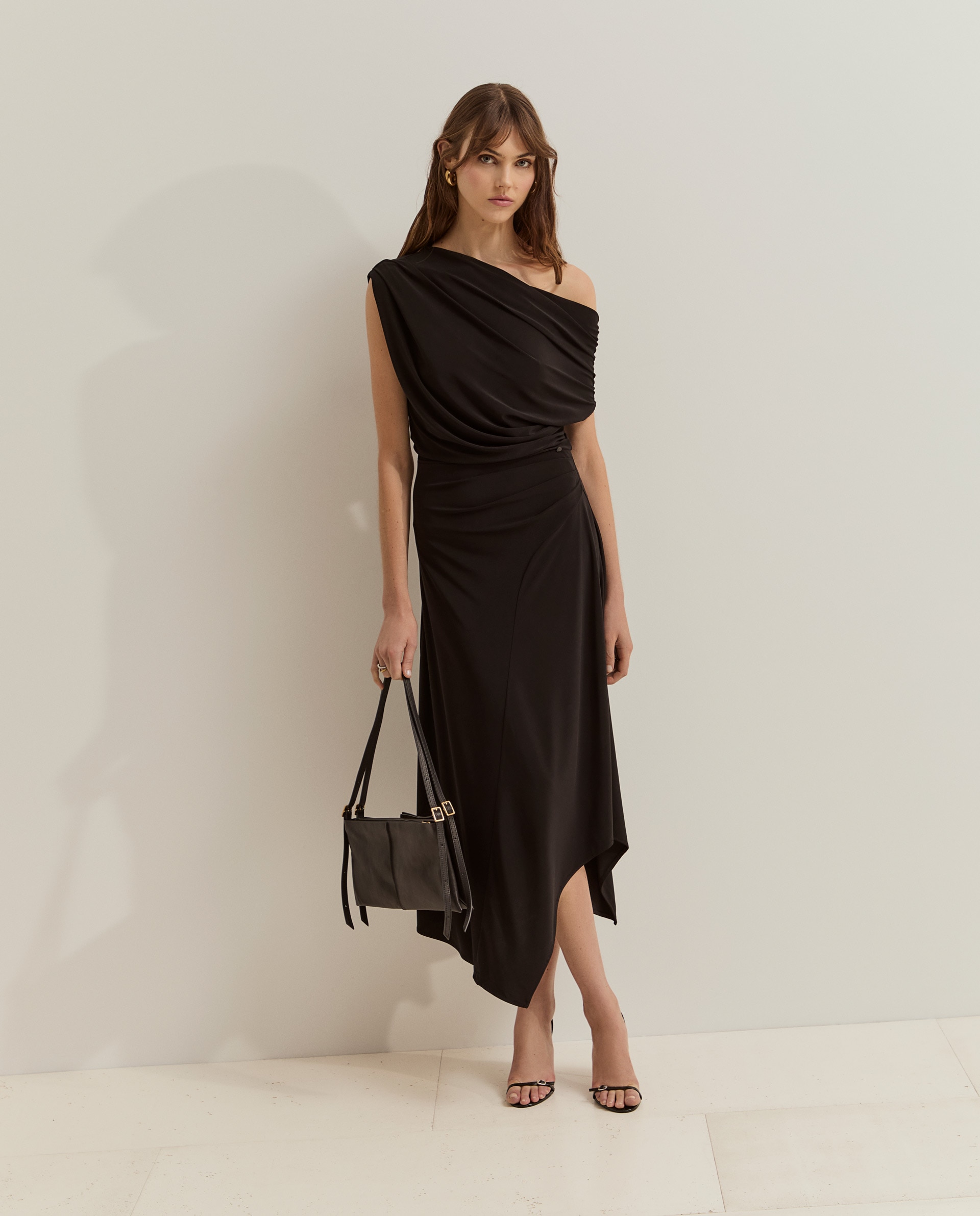 Vestido de mujer de punto asimétrico - Lion of Porches - Negro Negro-1