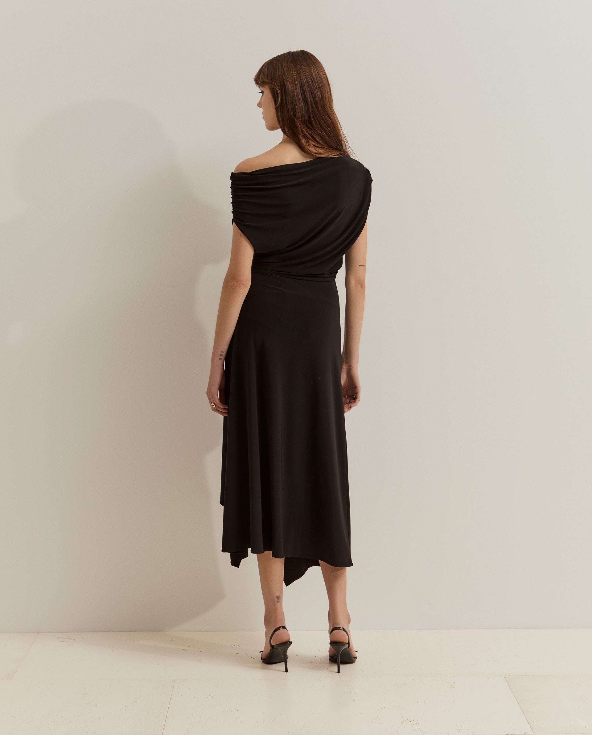 Vestido de mujer de punto asimétrico - Lion of Porches - Negro Negro-3