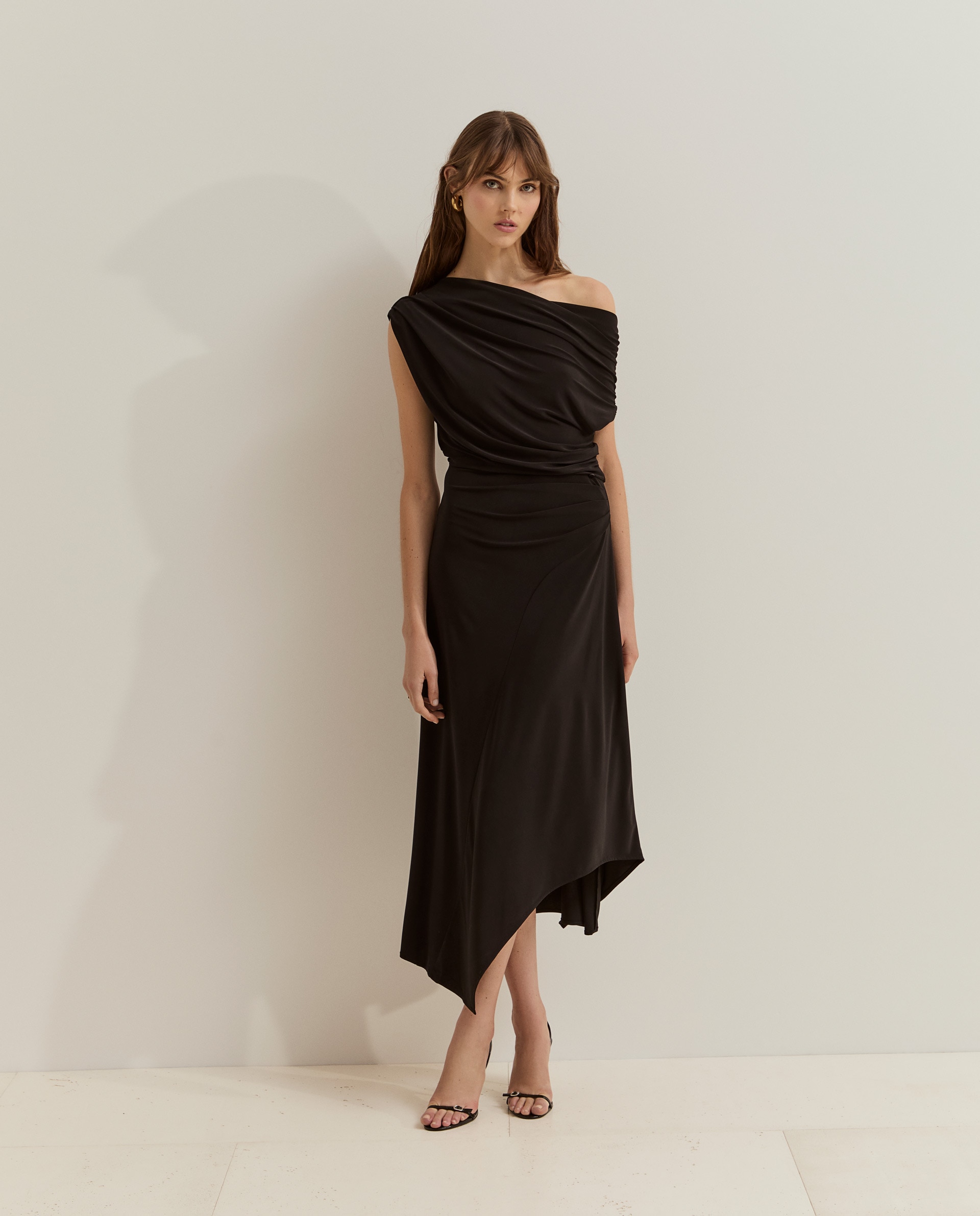 Vestido de mujer de punto asimétrico - Lion of Porches - Negro Negro-4