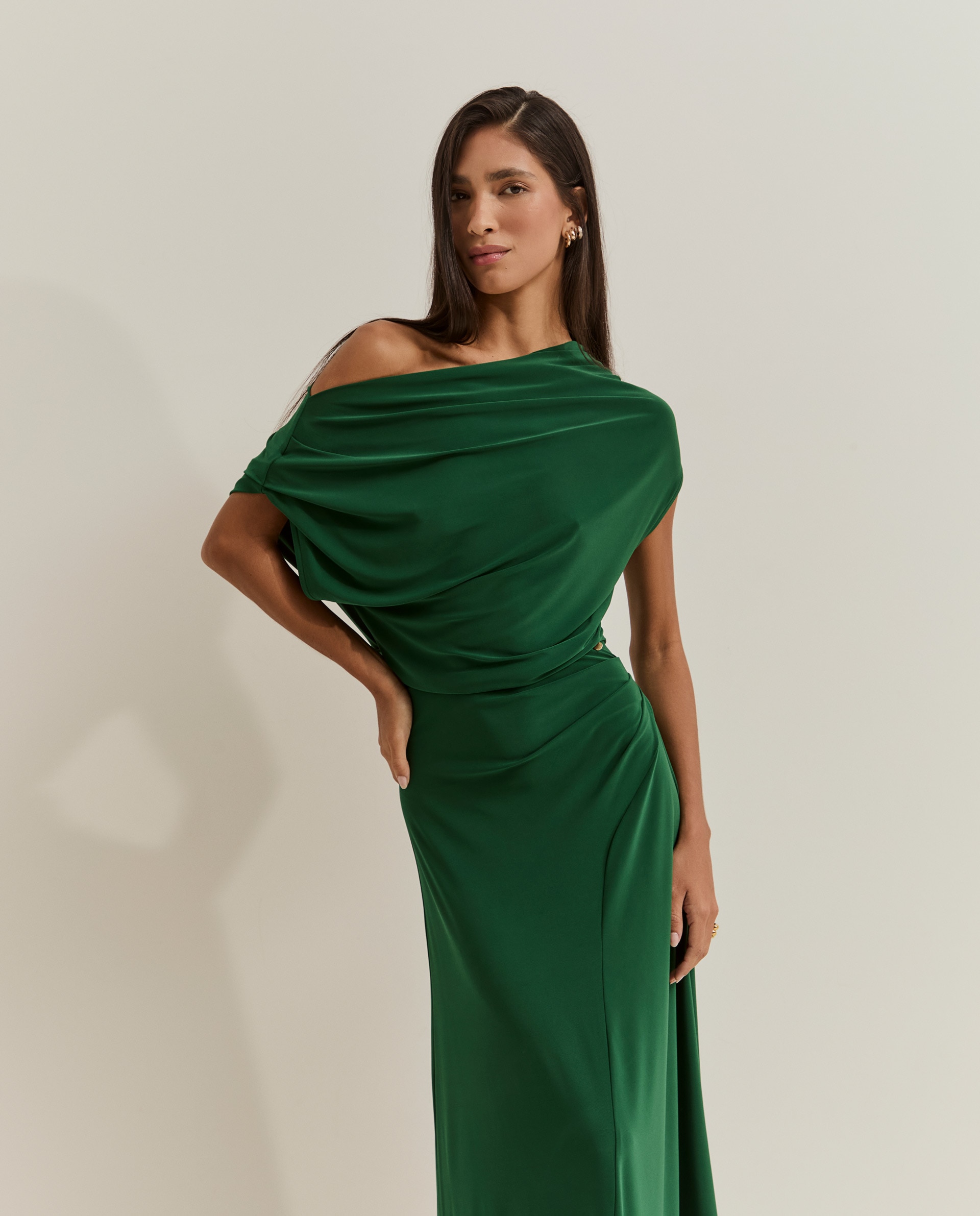 Vestido de punto asimétrico - Lion of Porches - Verde Verde-2