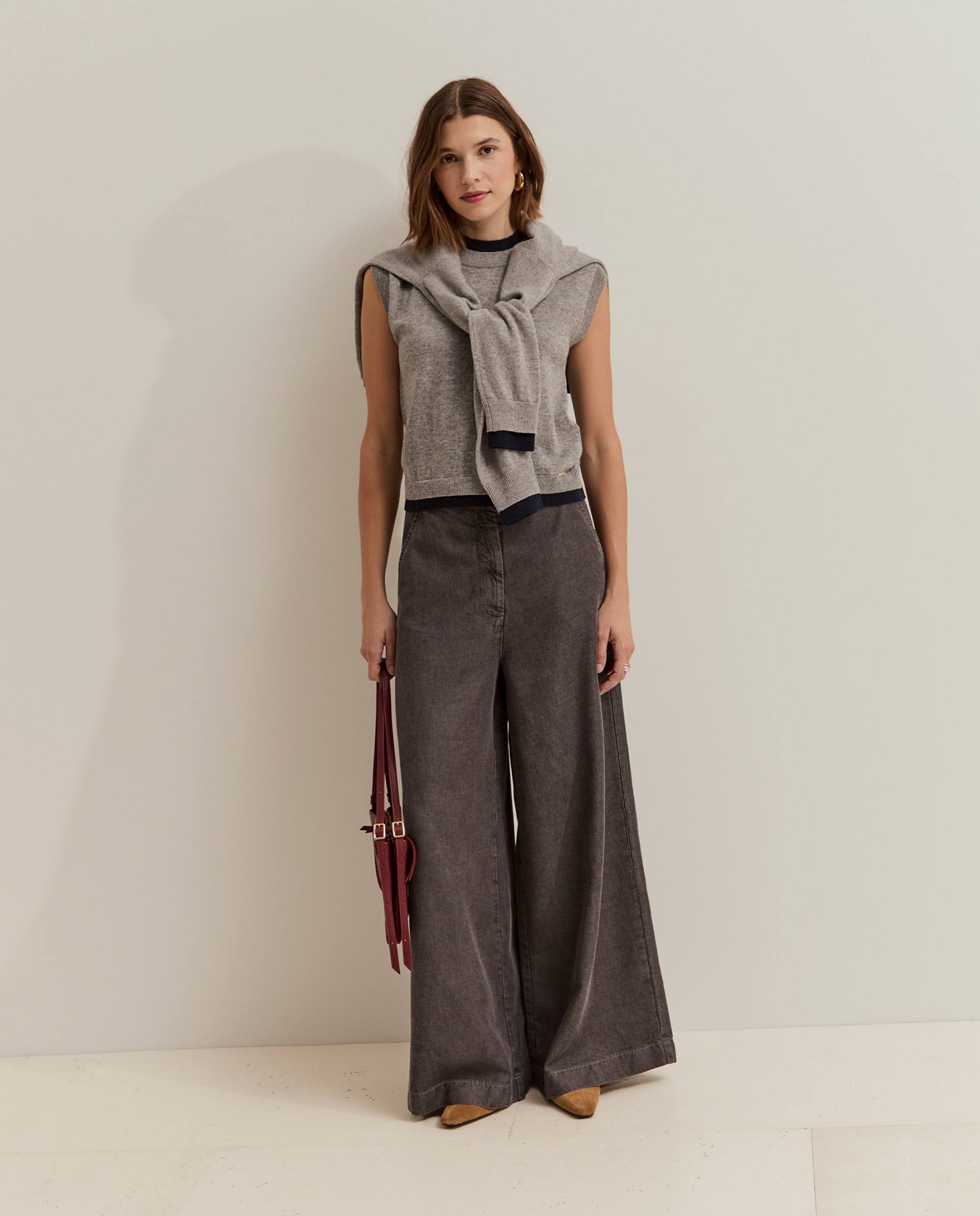 Vaqueros de mujer con pierna ancha - Lion of Porches - Gris Gris-1