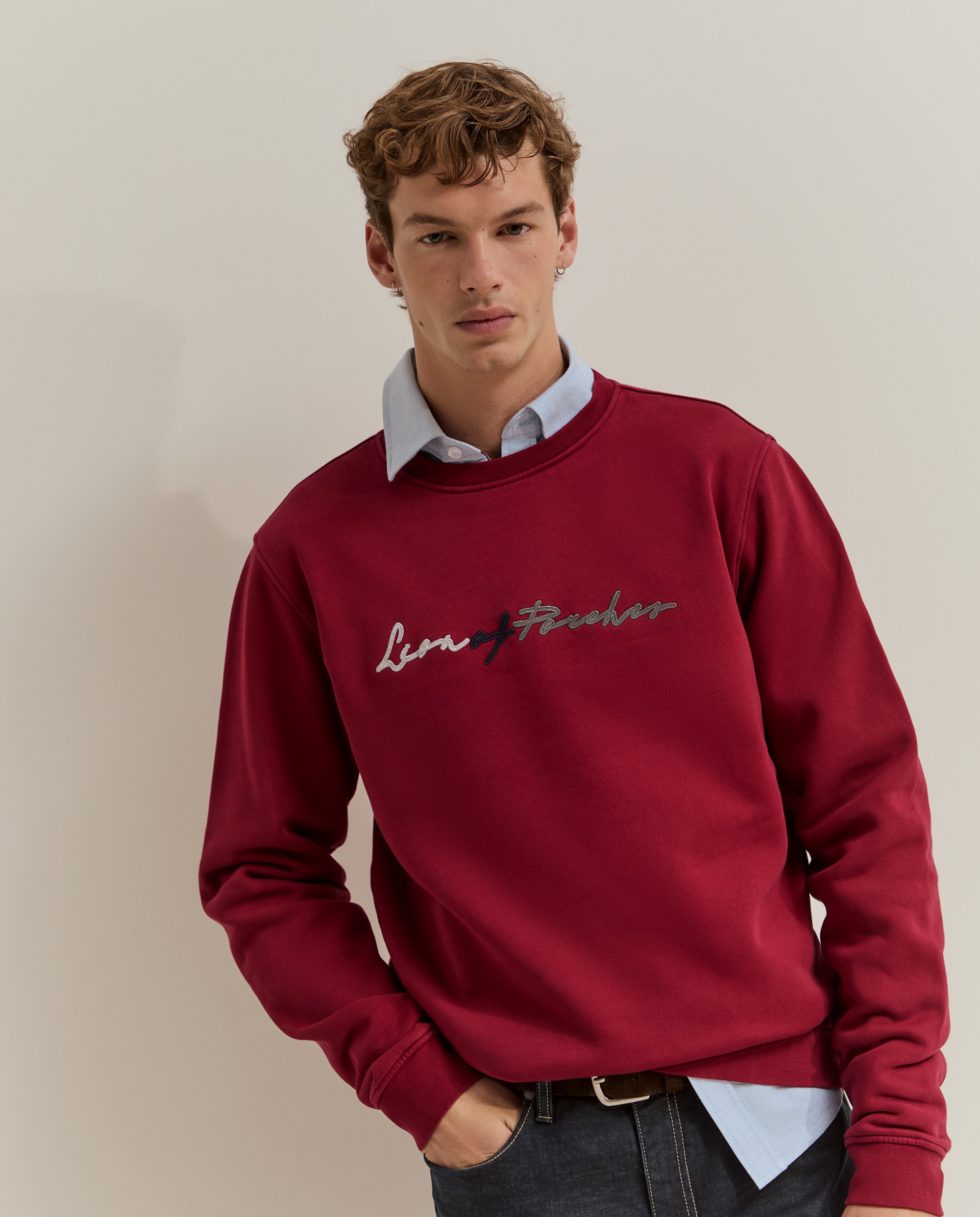 Sudadera de hombre con logo - Lion of Porches - Rojo Rojo-2