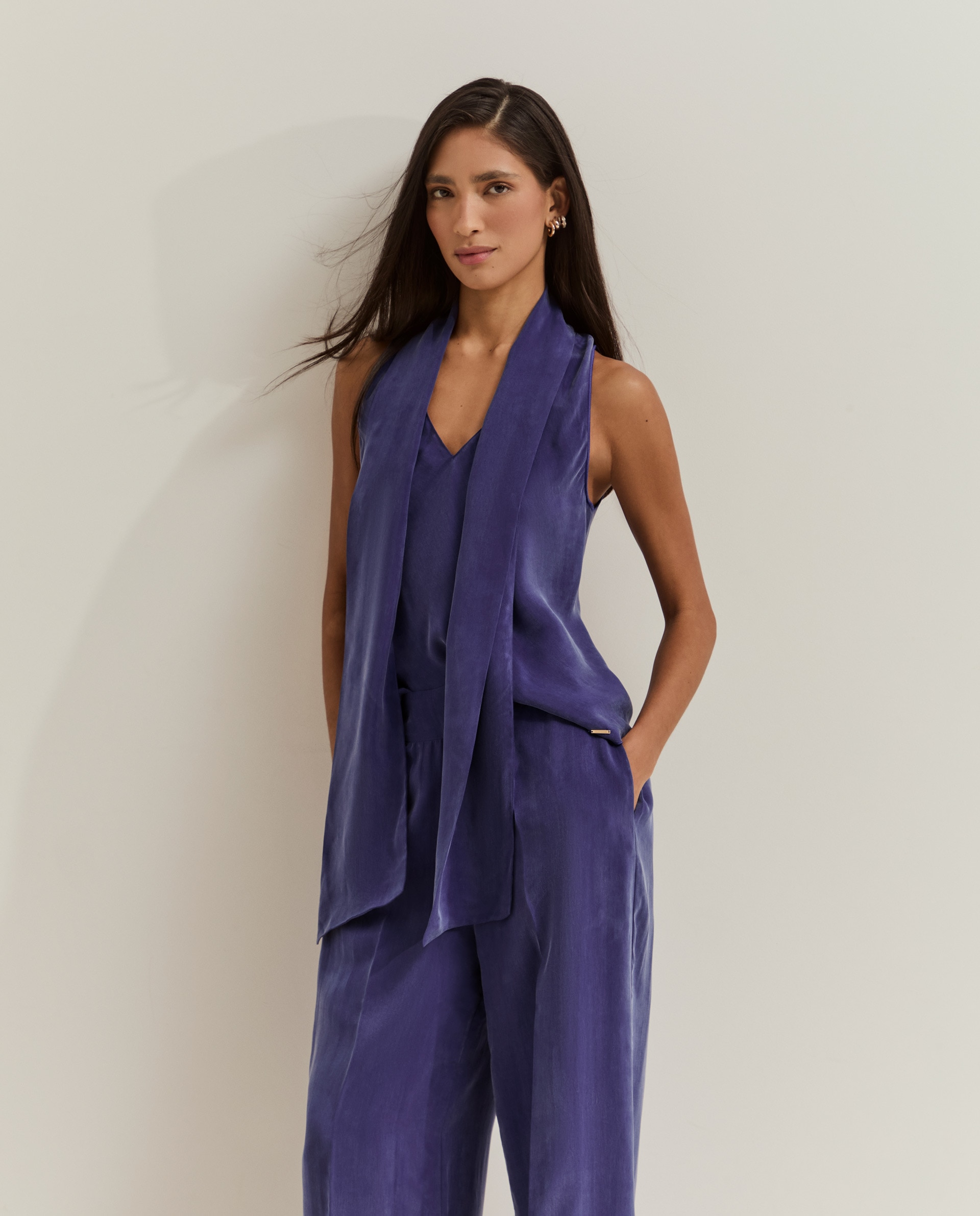 Blusa de cupro sin mangas - Lion of Porches - Azul Azul-1