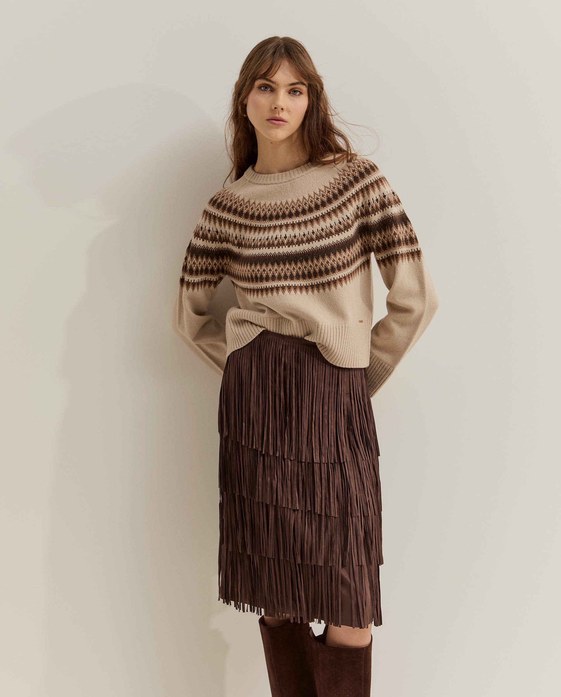 Jersey de mujer con lana - Lion of Porches - Beige Beige-1