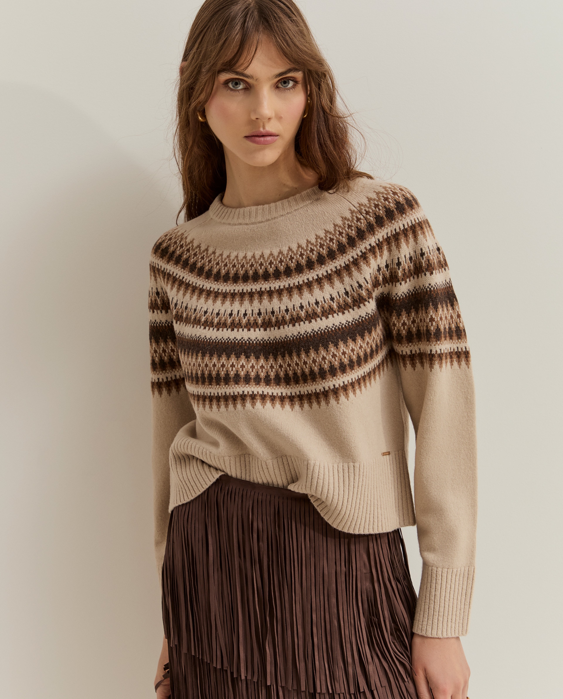 Jersey de mujer con lana - Lion of Porches - Beige Beige-2