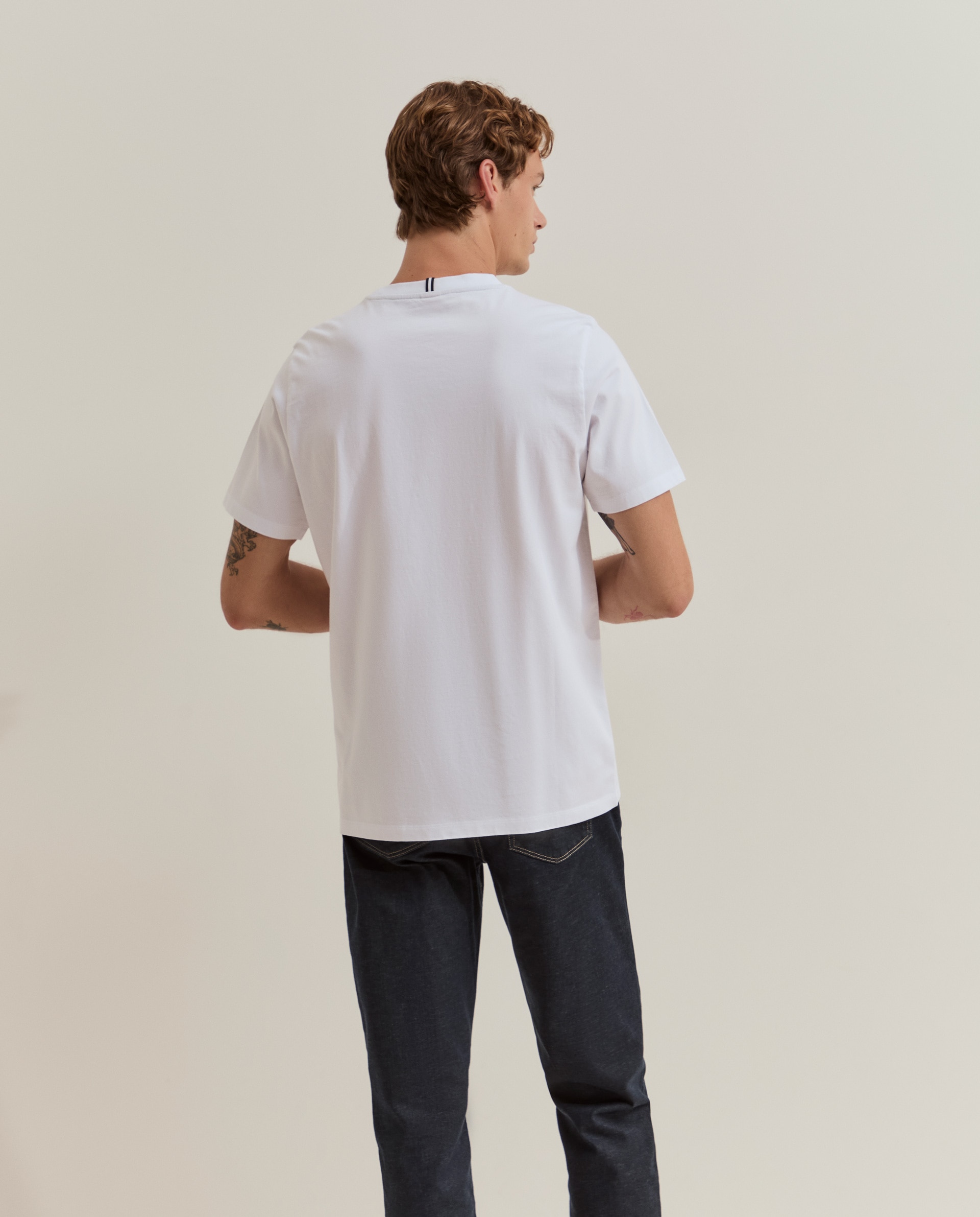 Camiseta de manga corta de hombre en algodón - Lion of Porches - Blanco Blanco-3