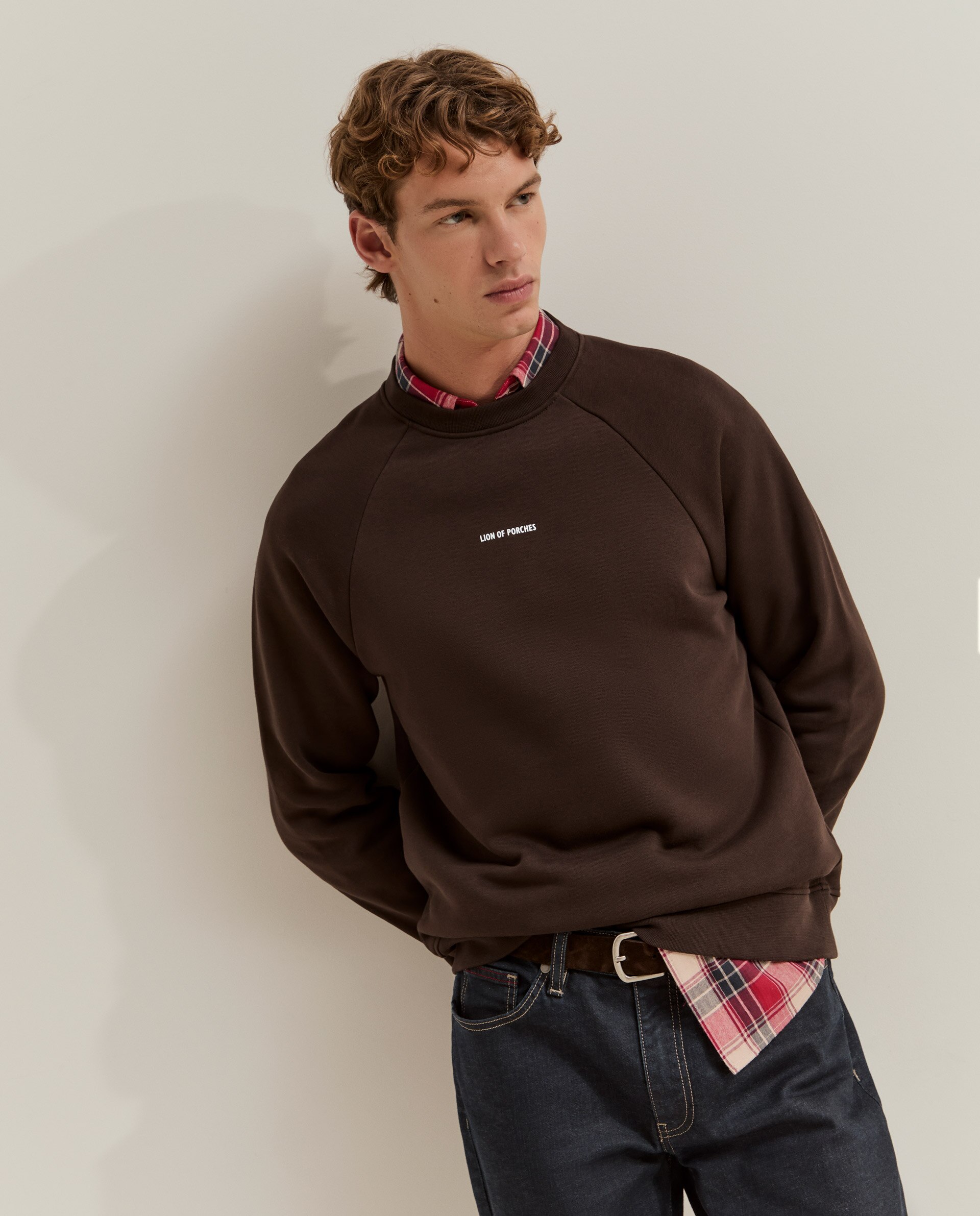 Jersey de hombre básico con logo - Lion of Porches - Marrón Marrón-4