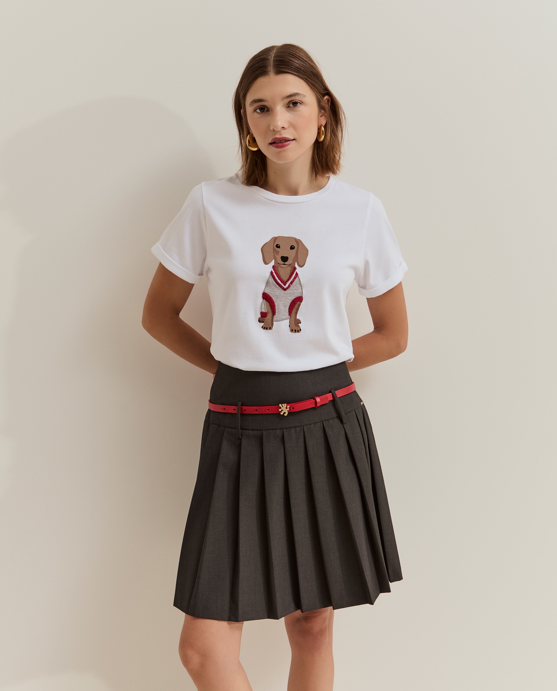 Camiseta de mujer en algodón con estampado - Lion of Porches - Blanco Blanco-2