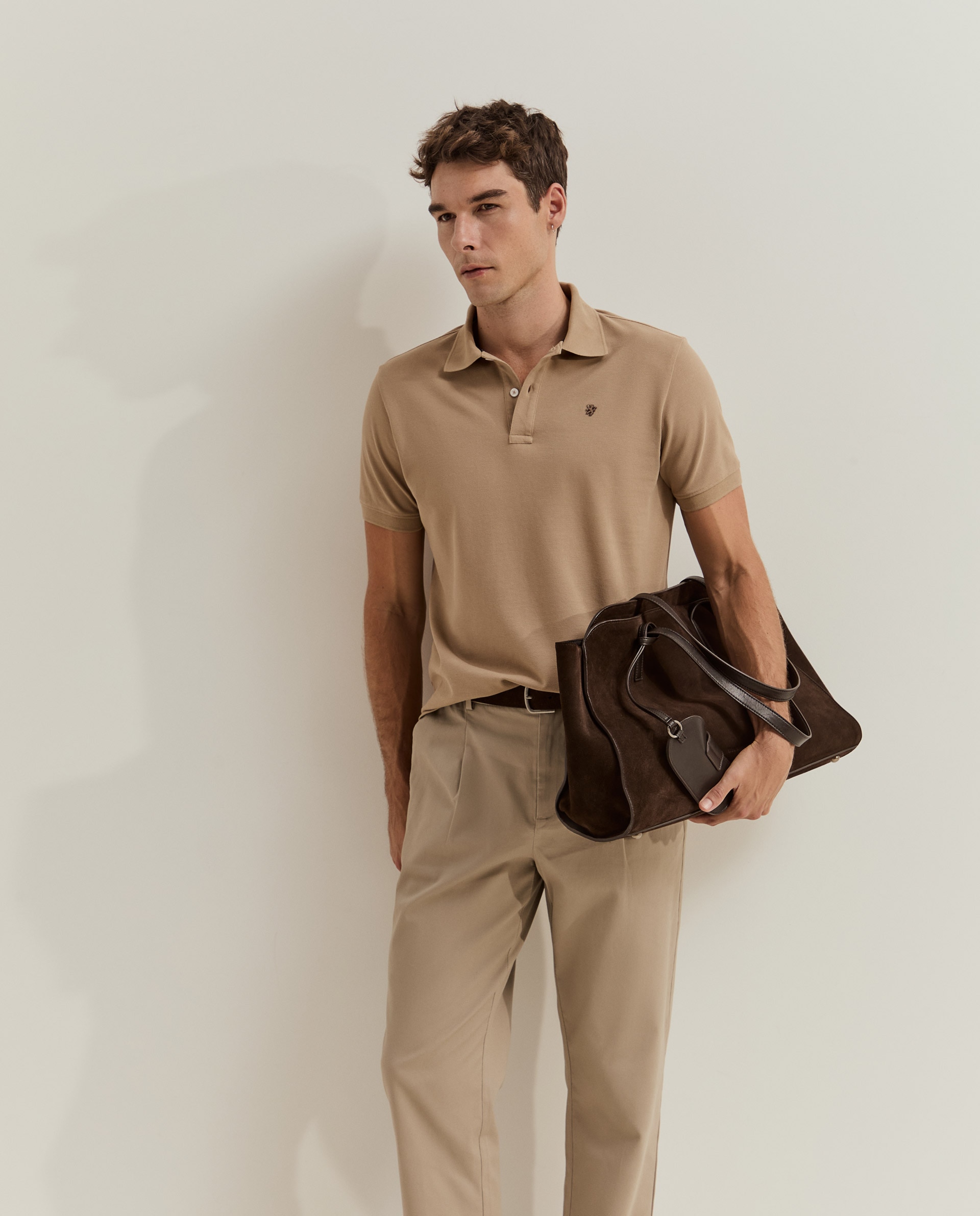 Polo de manga corta de hombre en algodón - Lion of Porches - Beige Beige-1