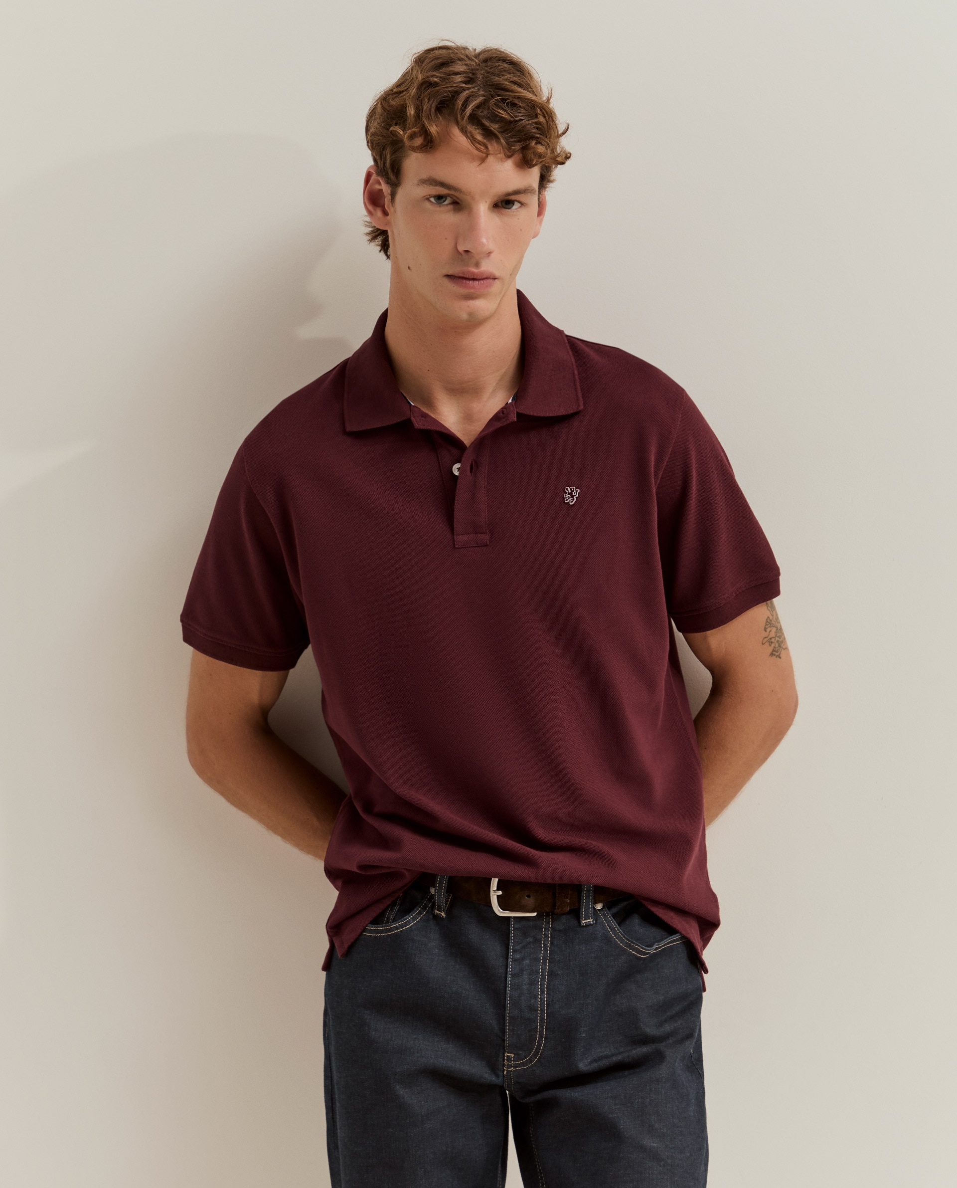 Polo de manga corta de hombre en algodón - Lion of Porches - Morado Morado-1