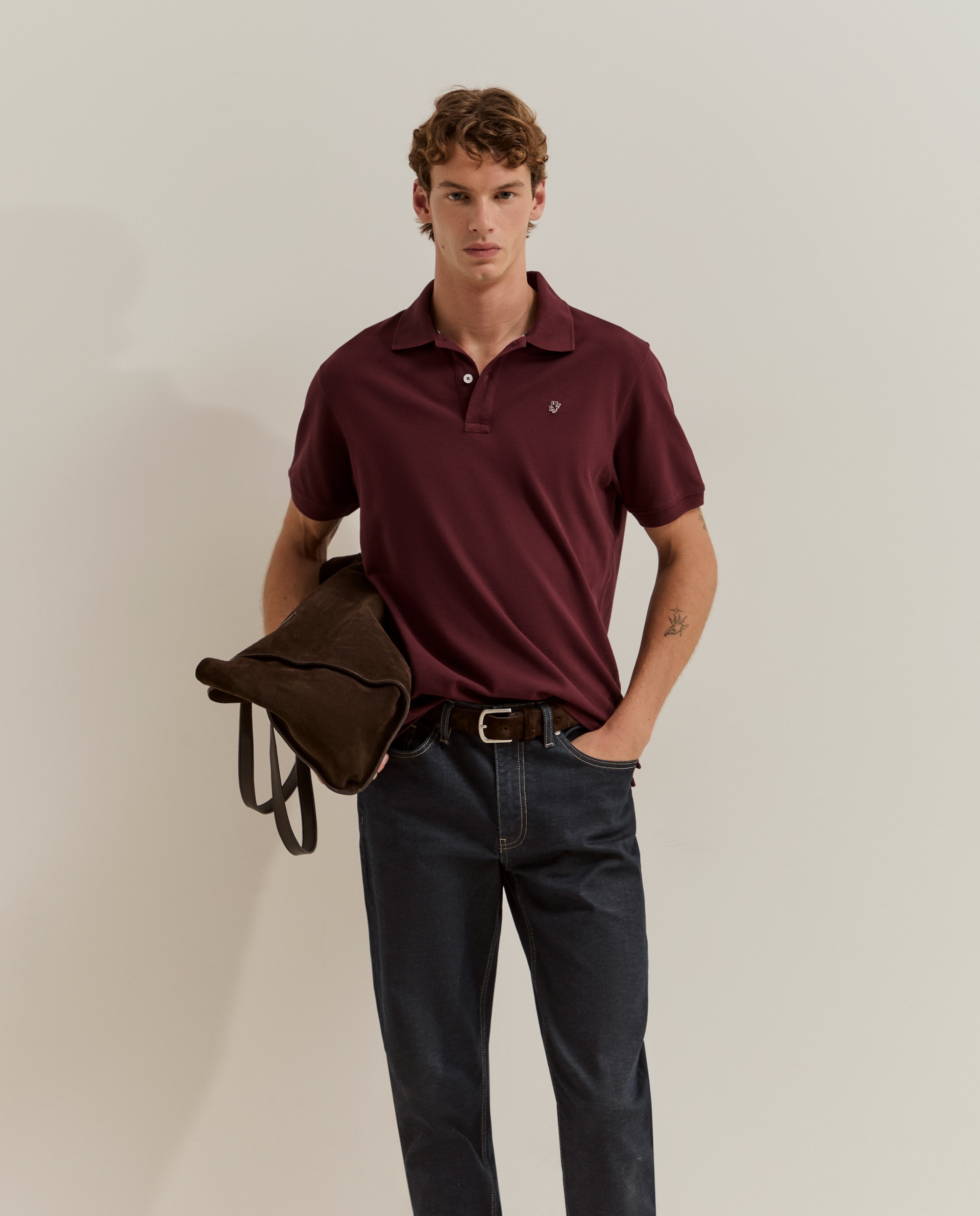 Polo de manga corta de hombre en algodón - Lion of Porches - Morado Morado-2