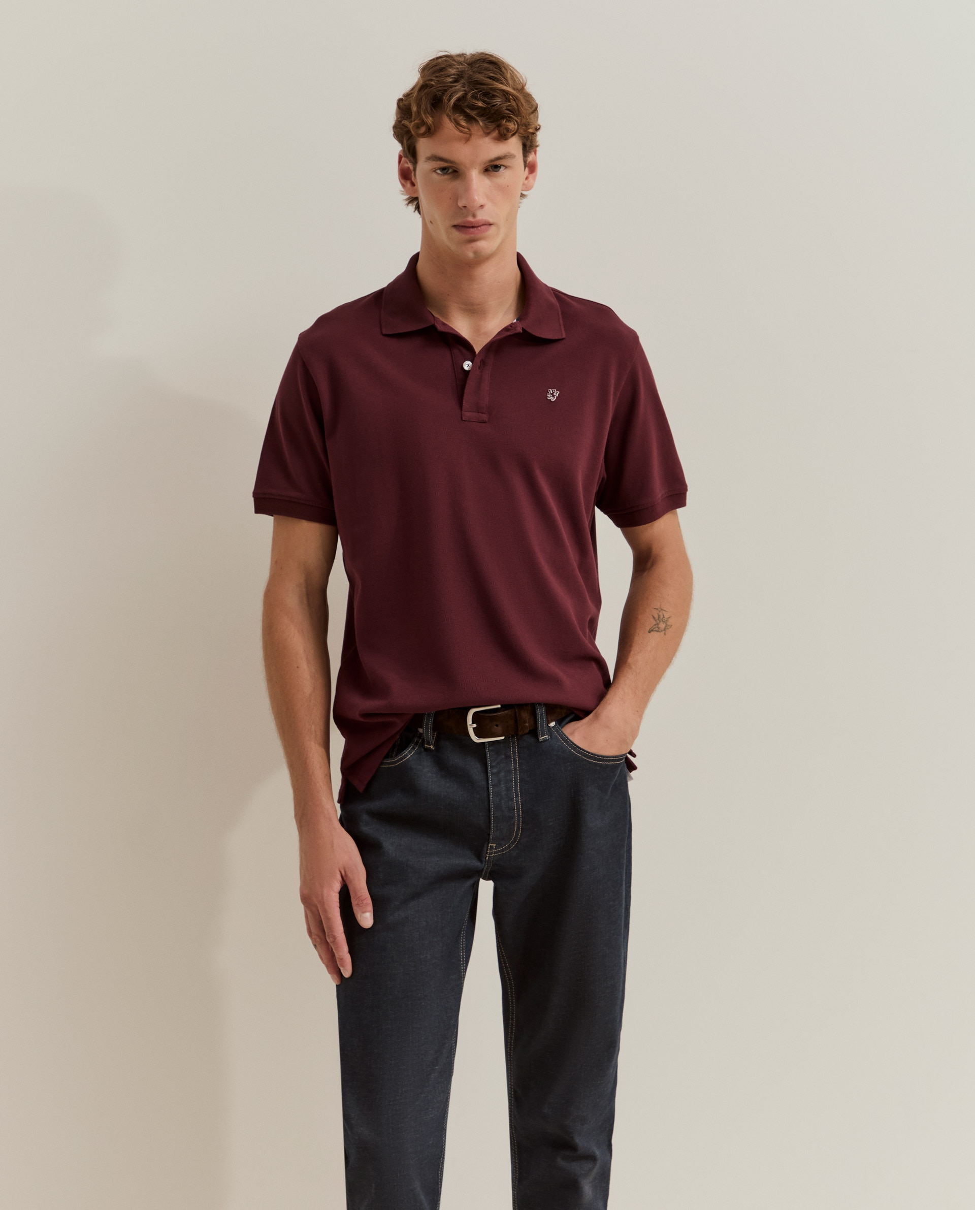 Polo de manga corta de hombre en algodón - Lion of Porches - Morado Morado-4
