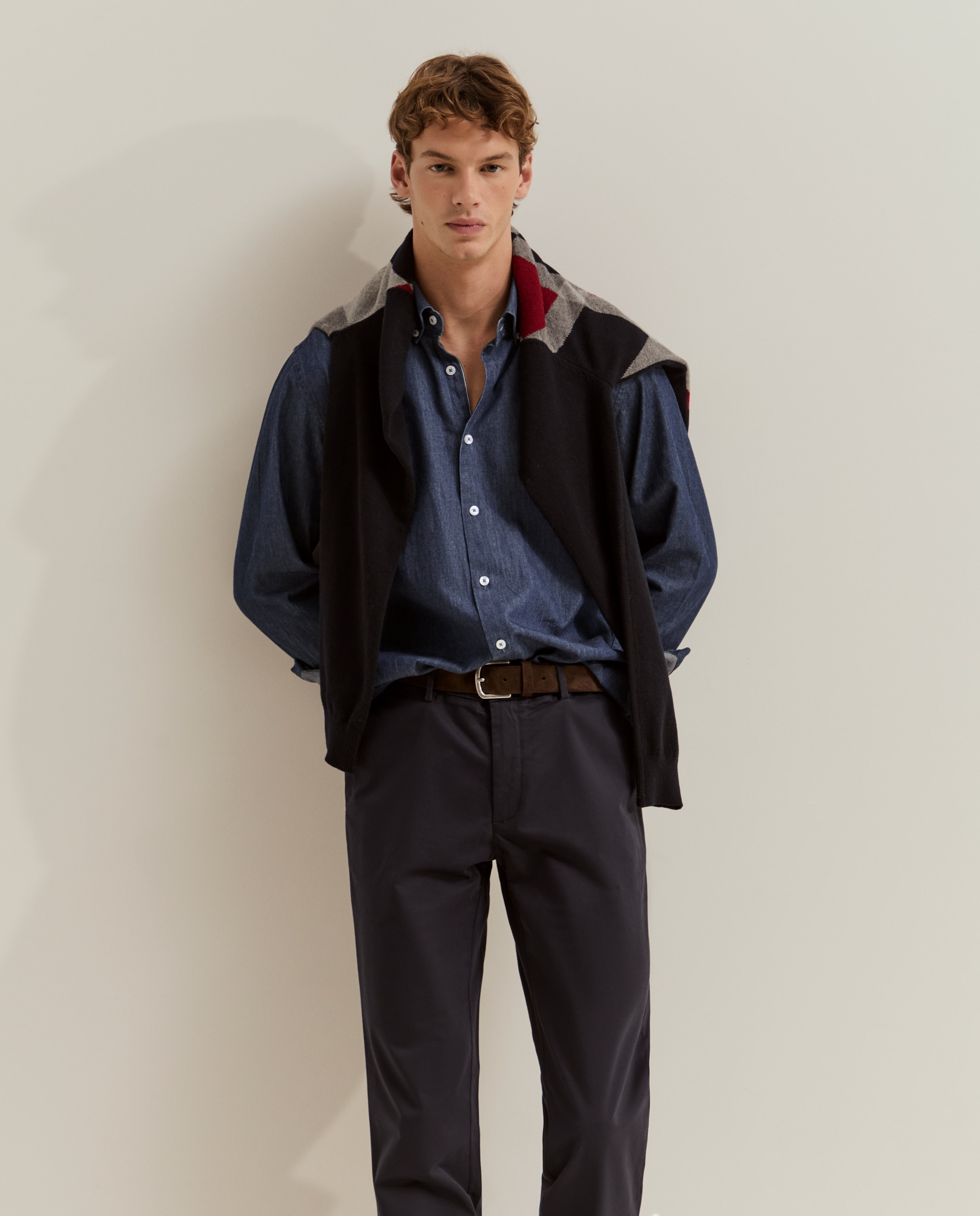 Pantalones chinos de hombre ajustados en algodón - Lion of Porches - Azul marino Azul marino-2