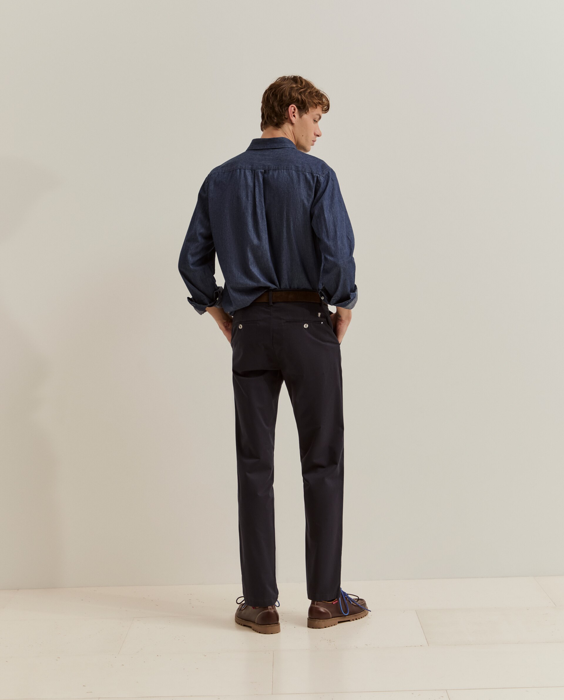 Pantalones chinos de hombre ajustados en algodón - Lion of Porches - Azul marino Azul marino-3