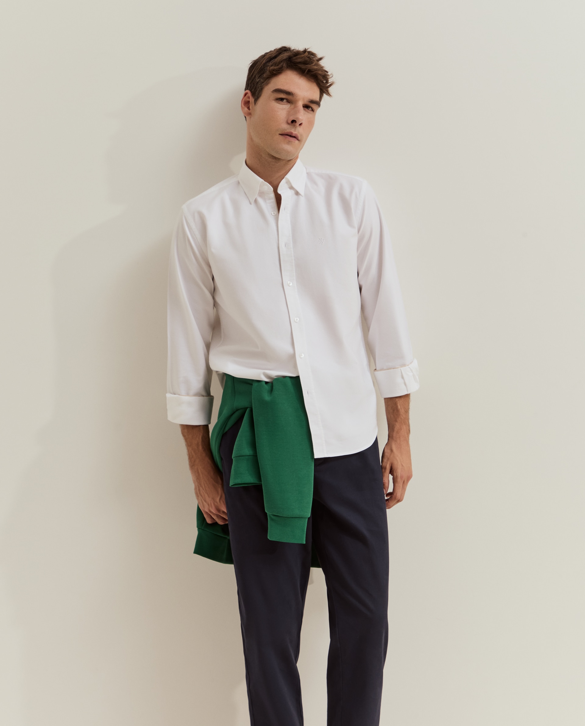 Camisa oxford de hombre de corte regular - Lion of Porches - Blanco Blanco-4