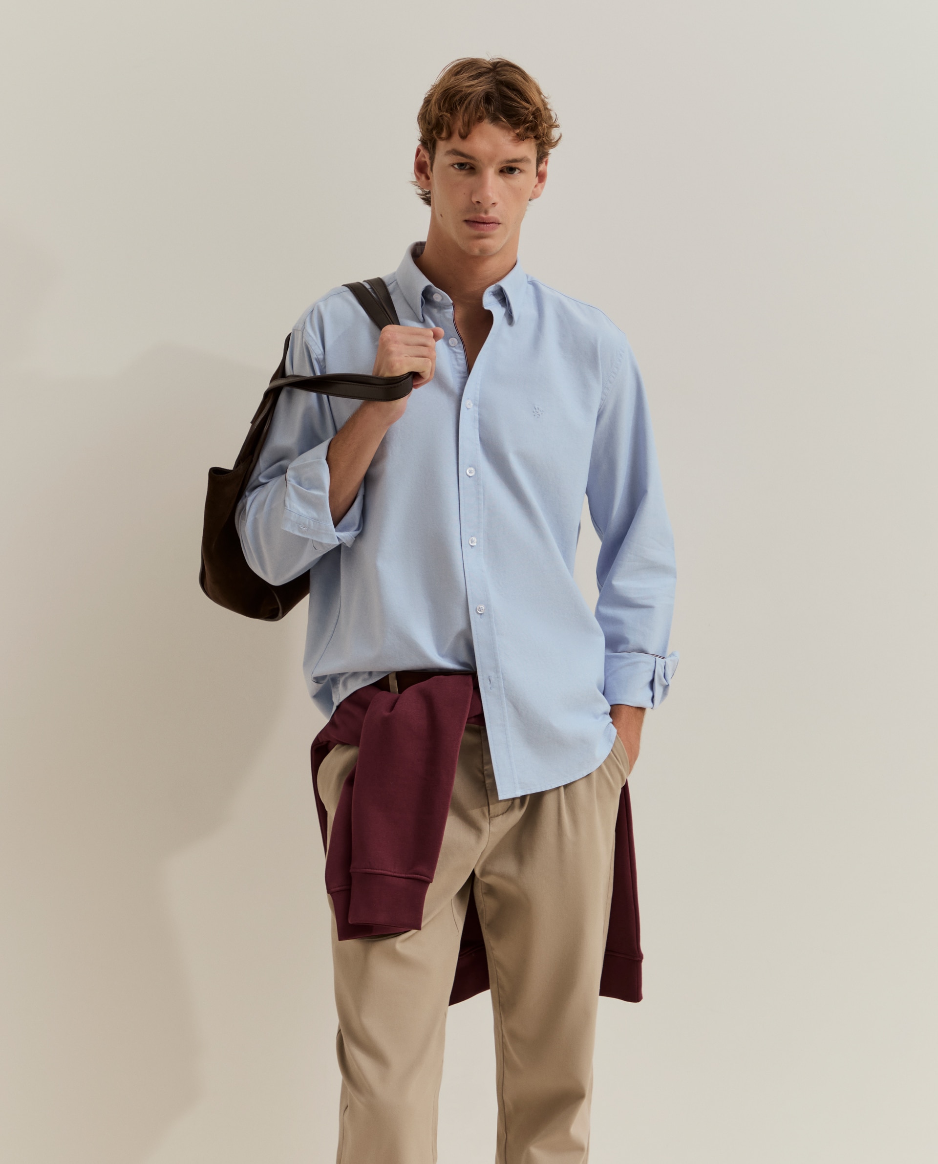 Camisa oxford de hombre de corte regular - Lion of Porches - Azul Azul-1