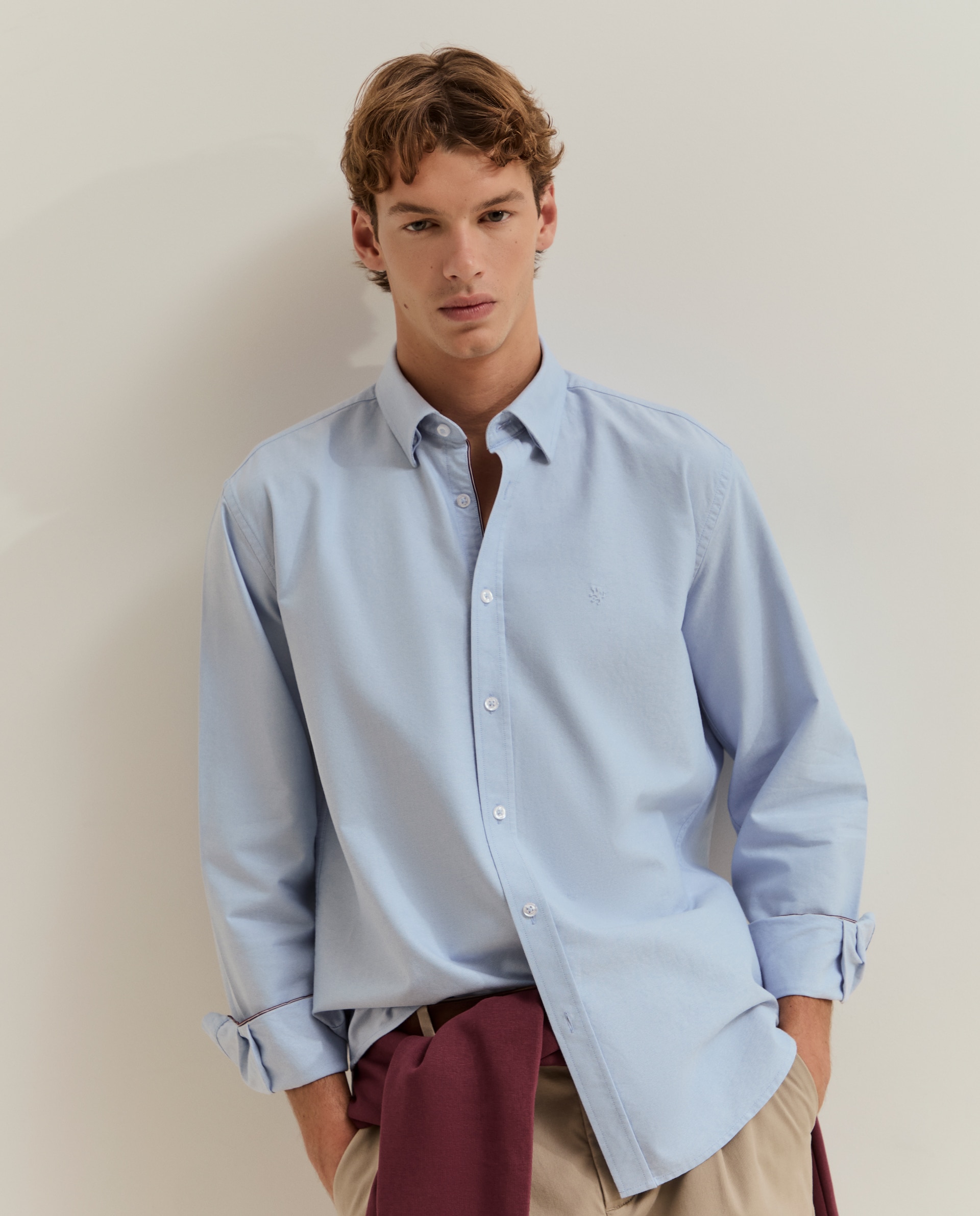 Camisa oxford de hombre de corte regular - Lion of Porches - Azul Azul-2