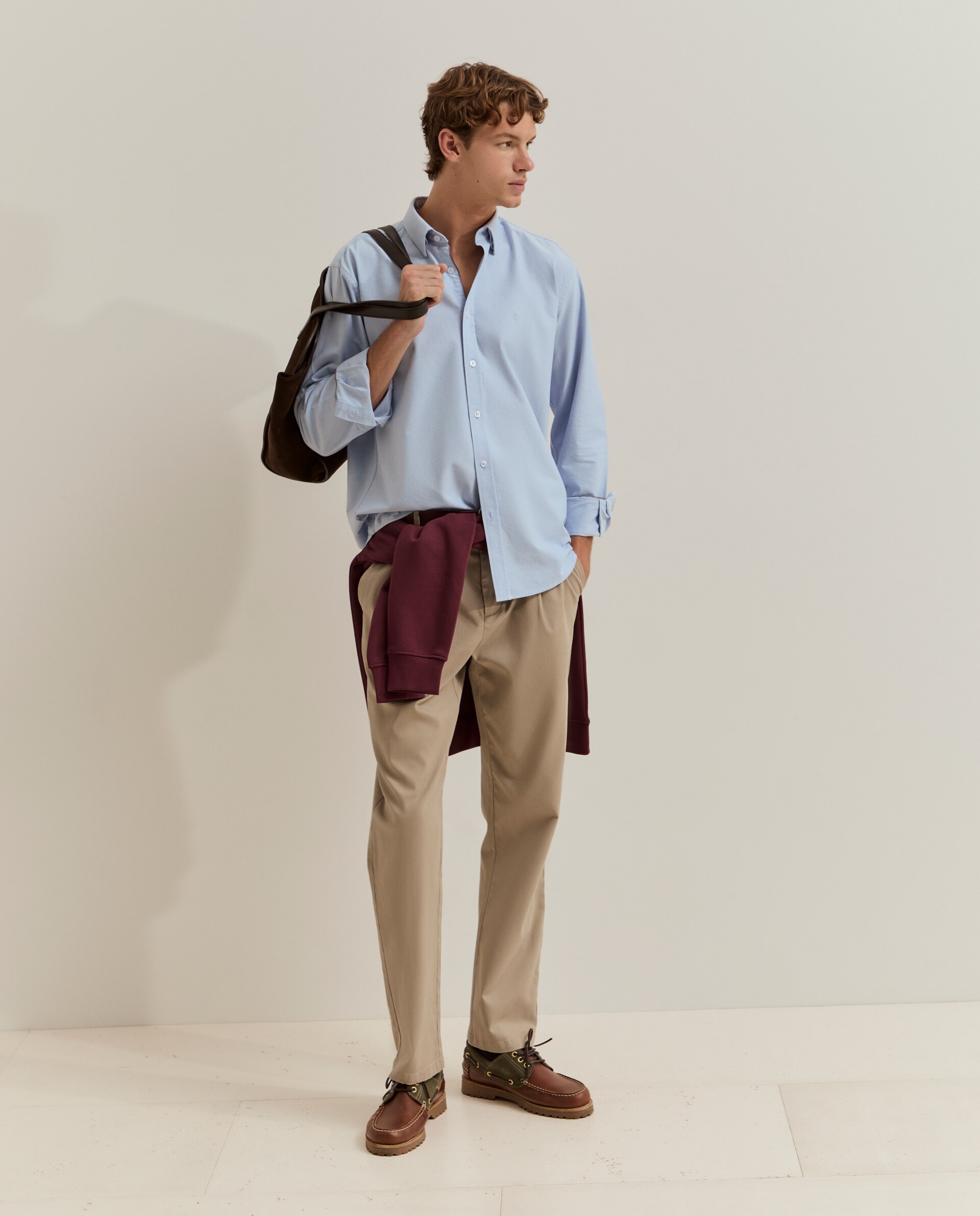 Camisa oxford de hombre de corte regular - Lion of Porches - Azul Azul-4