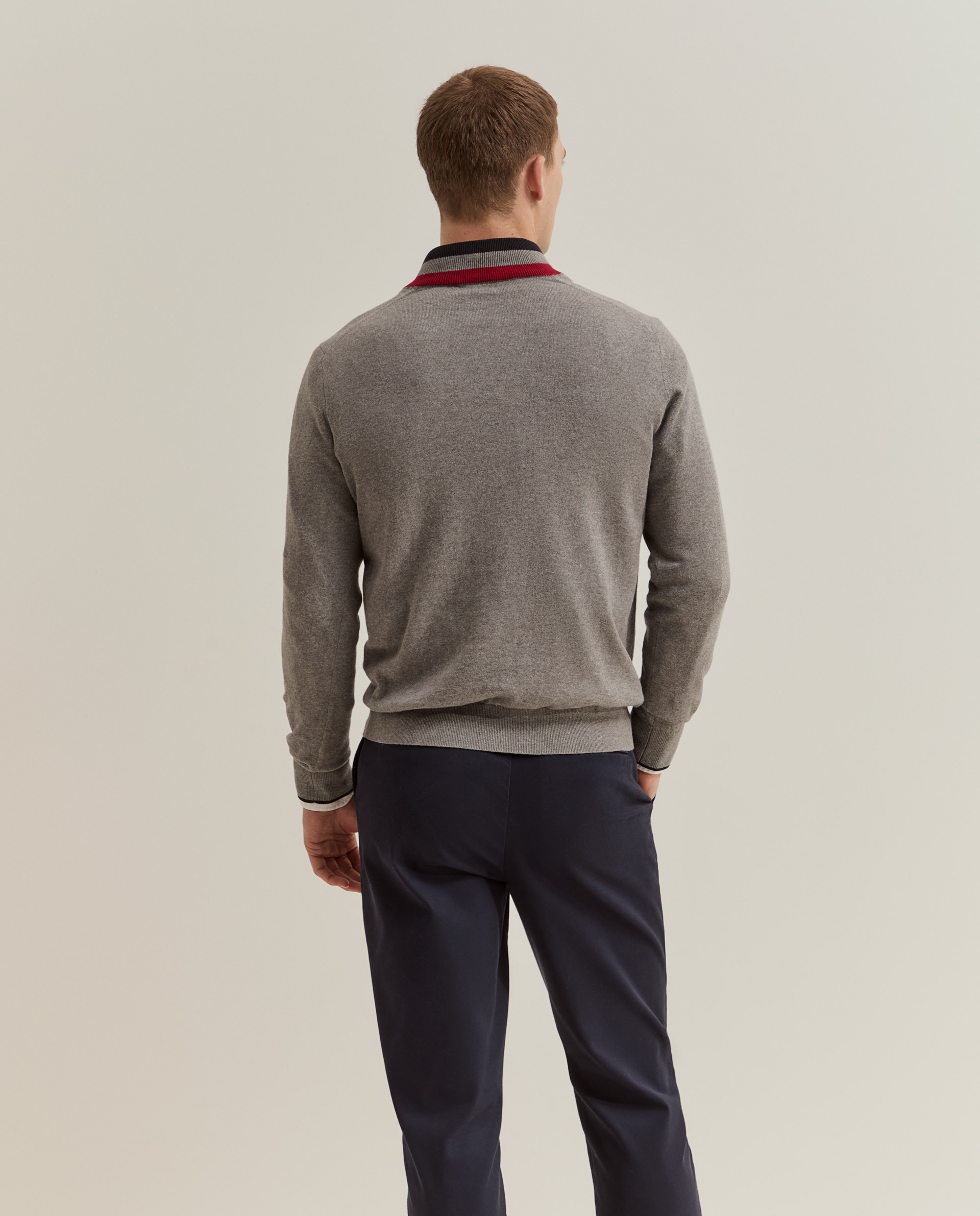 Imagen 3 de Jersey de hombre de cachemir con media cremallera - Lion of Porches - Gris Gris