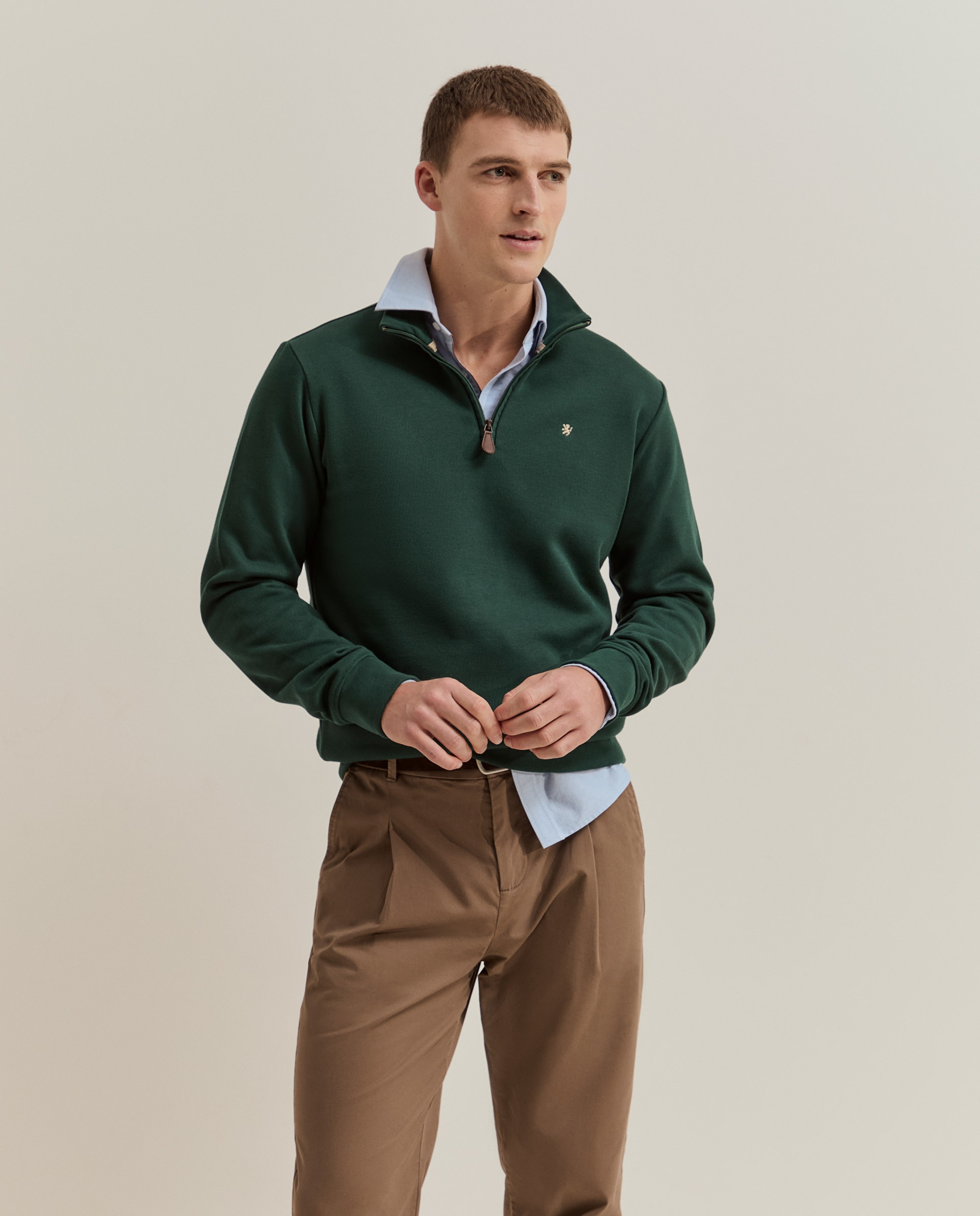 Imagen 1 de Jersey de hombre con cremallera Verde oscuro
