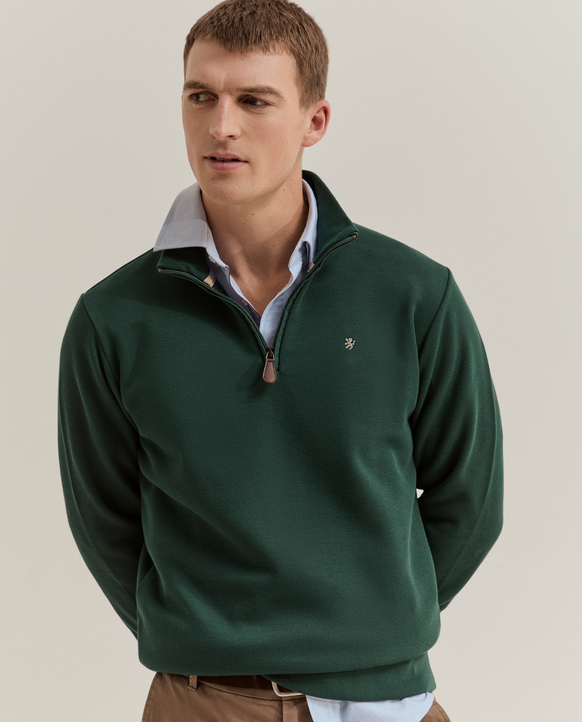 Imagen 2 de Jersey de hombre con cremallera - Lion of Porches - Verde oscuro Verde oscuro