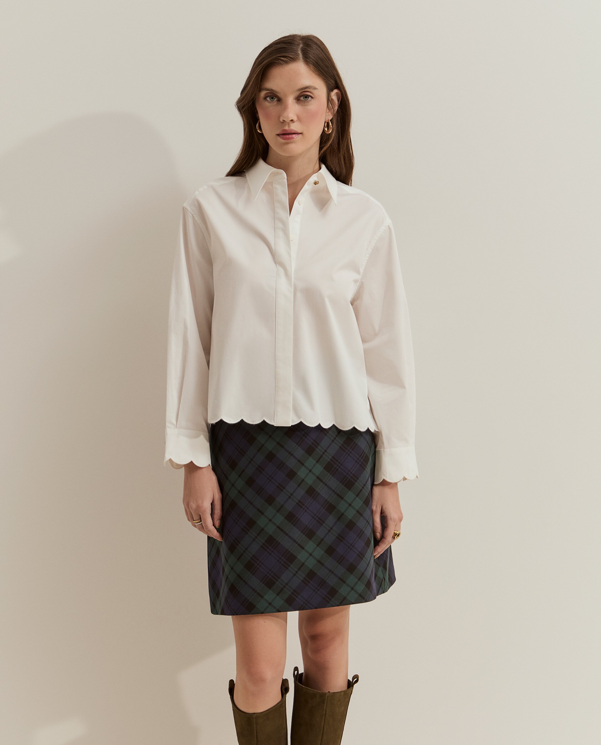 Camisa de mujer corta con ondas - Lion of Porches - Blanco Blanco-2