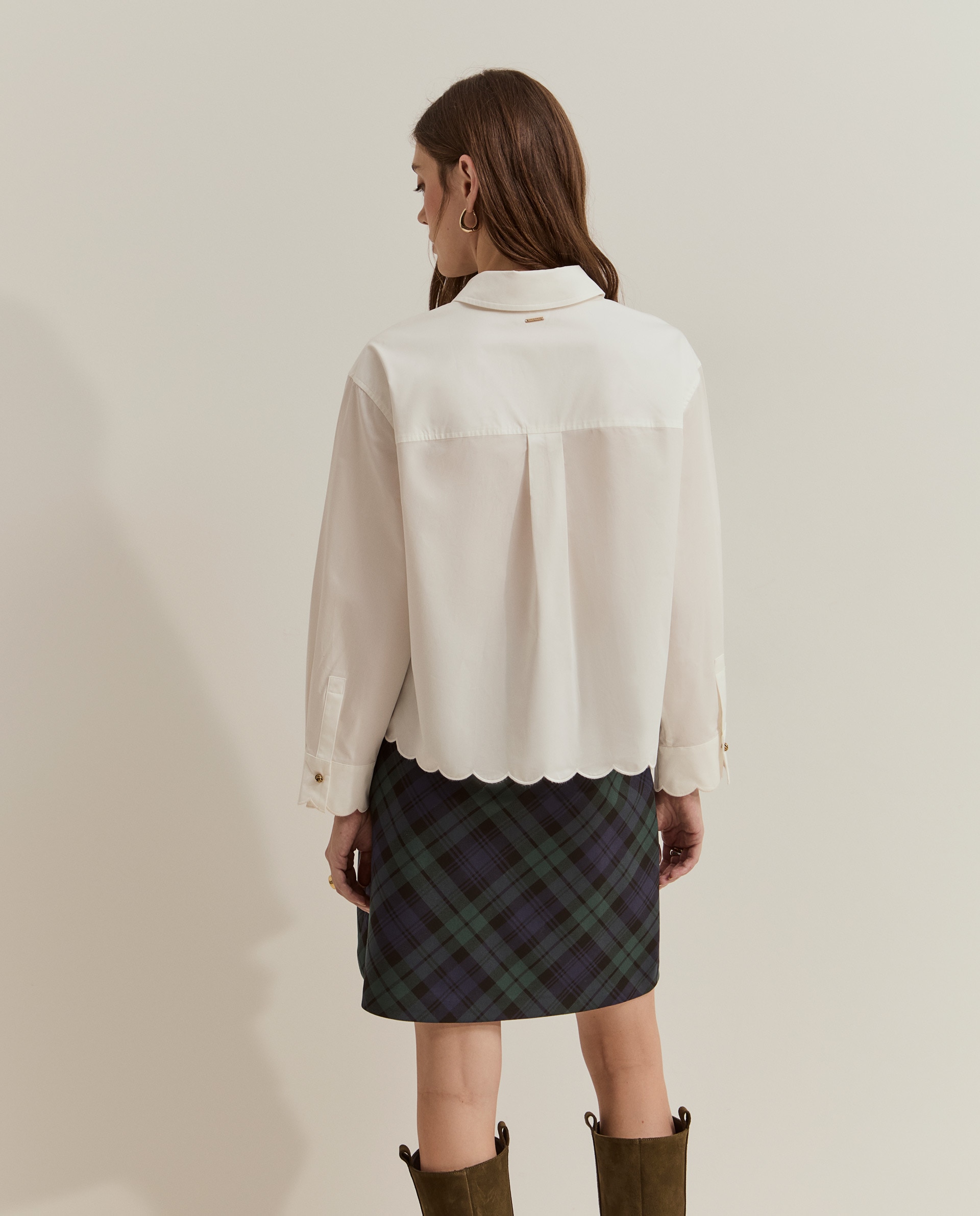 Camisa de mujer corta con ondas - Lion of Porches - Blanco Blanco-3