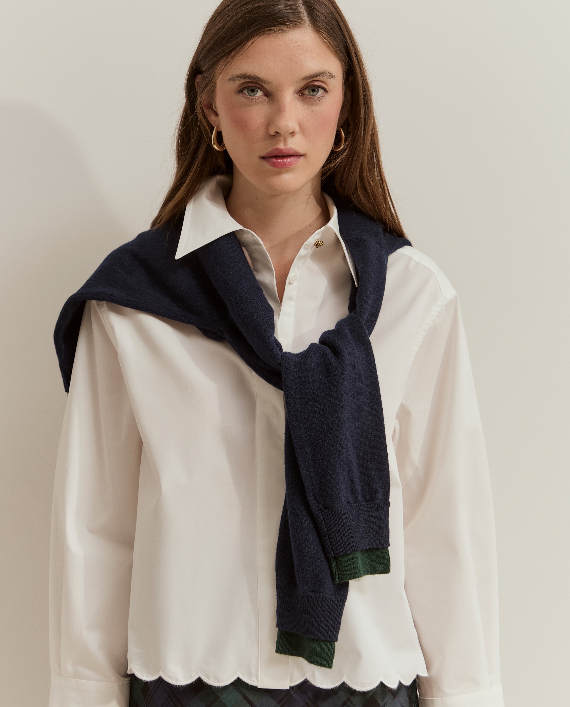 Camisa de mujer corta con ondas - Lion of Porches - Blanco Blanco-4