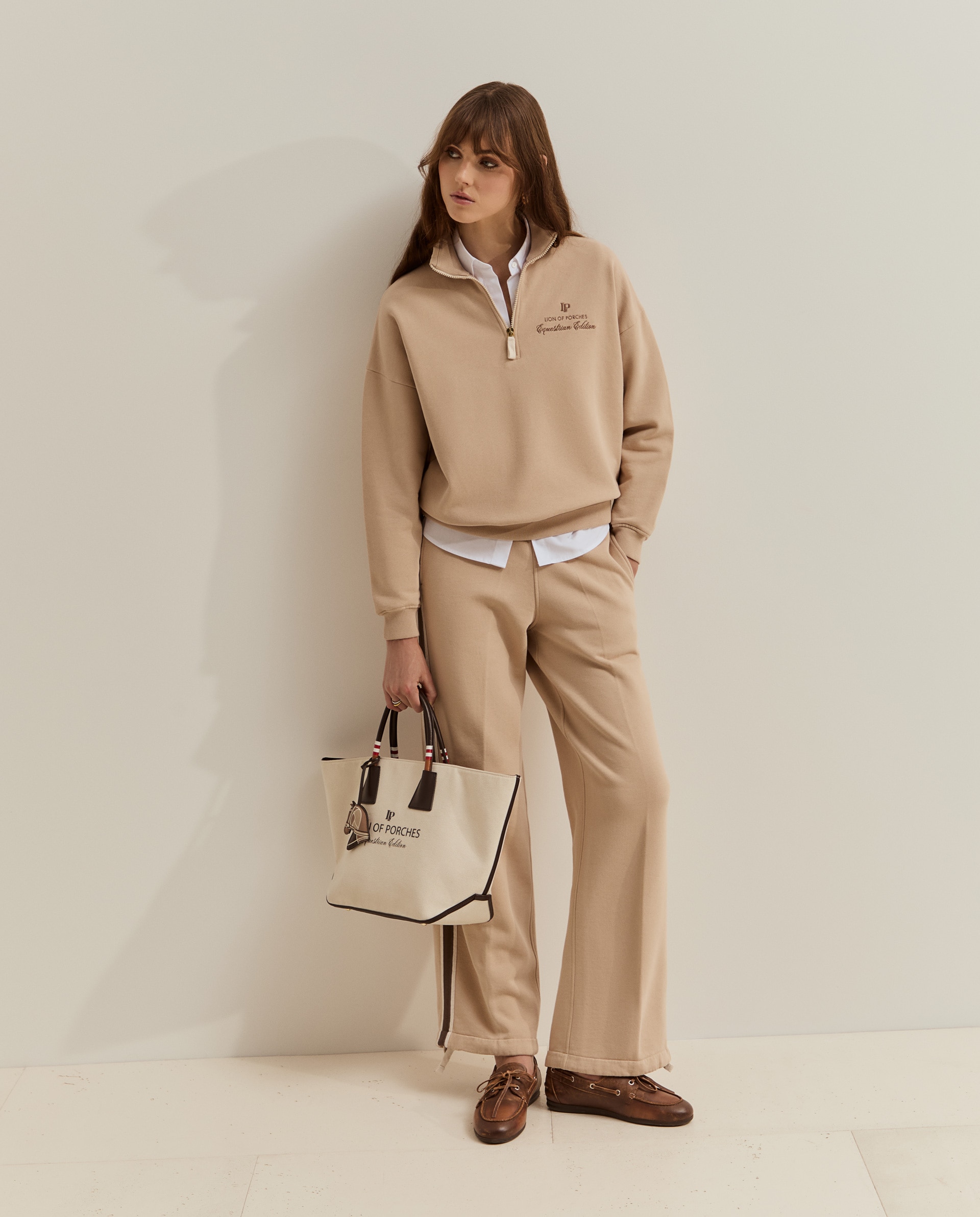 Pantalones de mujer en punto edición ecuestre - Lion of Porches - Beige Beige-1
