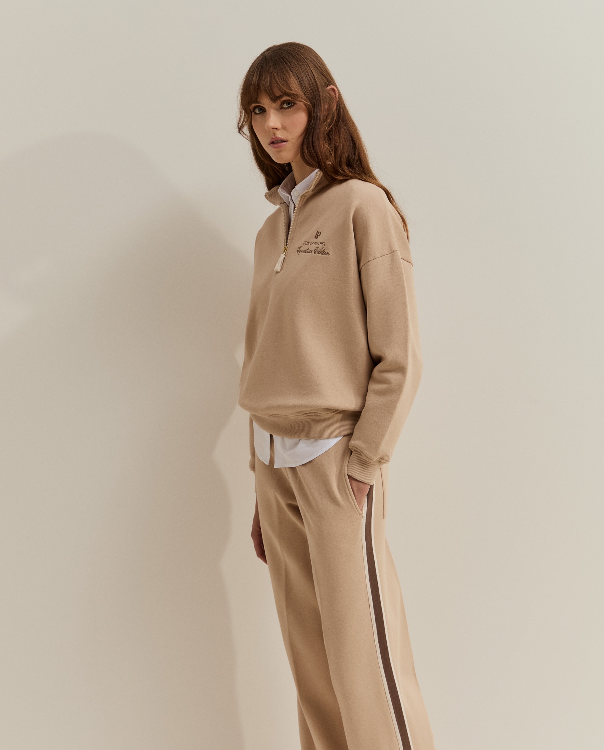 Pantalones de mujer en punto edición ecuestre - Lion of Porches - Beige Beige-2