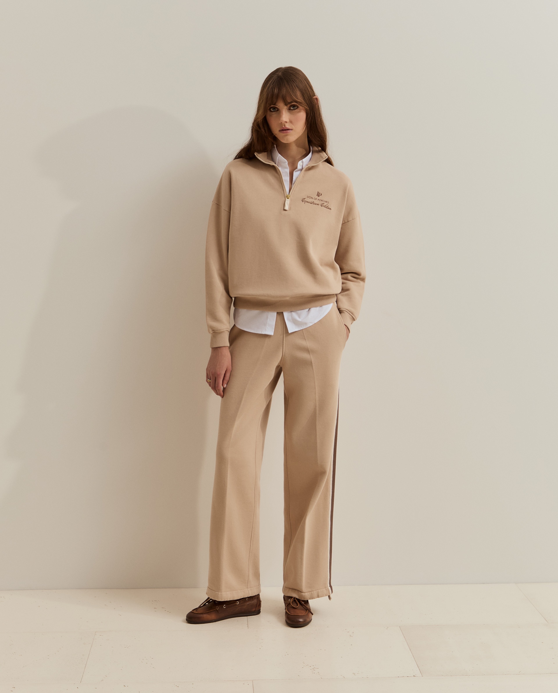 Pantalones de mujer en punto edición ecuestre - Lion of Porches - Beige Beige-4