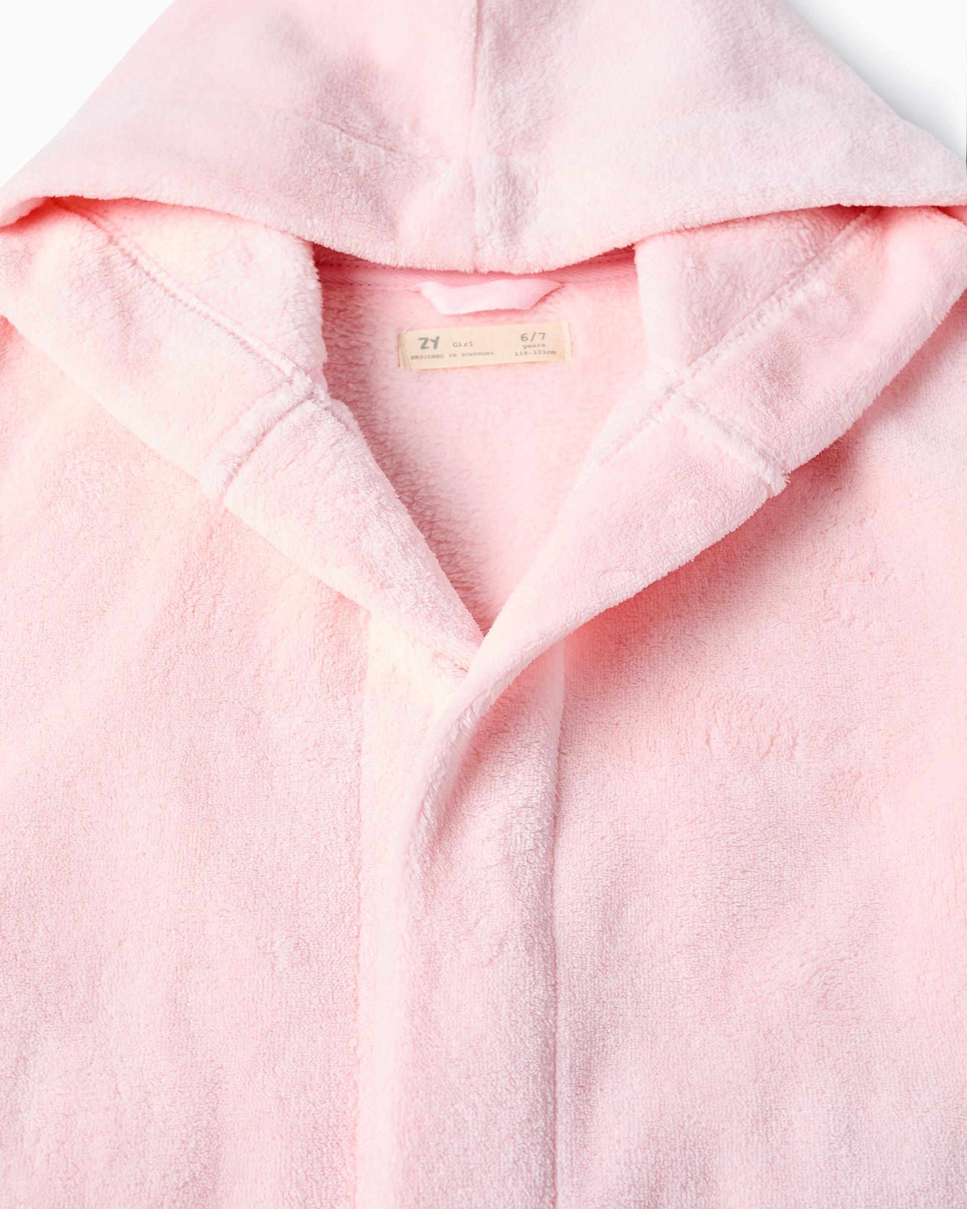 Albornoz de niña polar con capucha - Zippy - Rosa Rosa-4