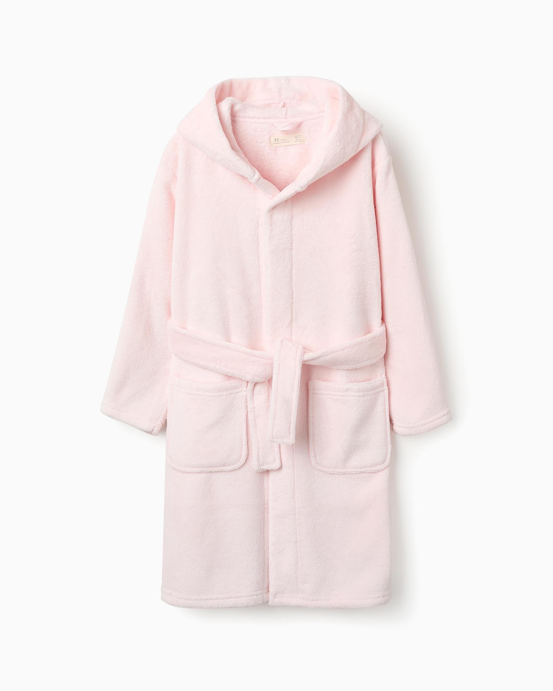 Albornoz de niña polar con capucha - Zippy - Rosa claro Rosa claro-1