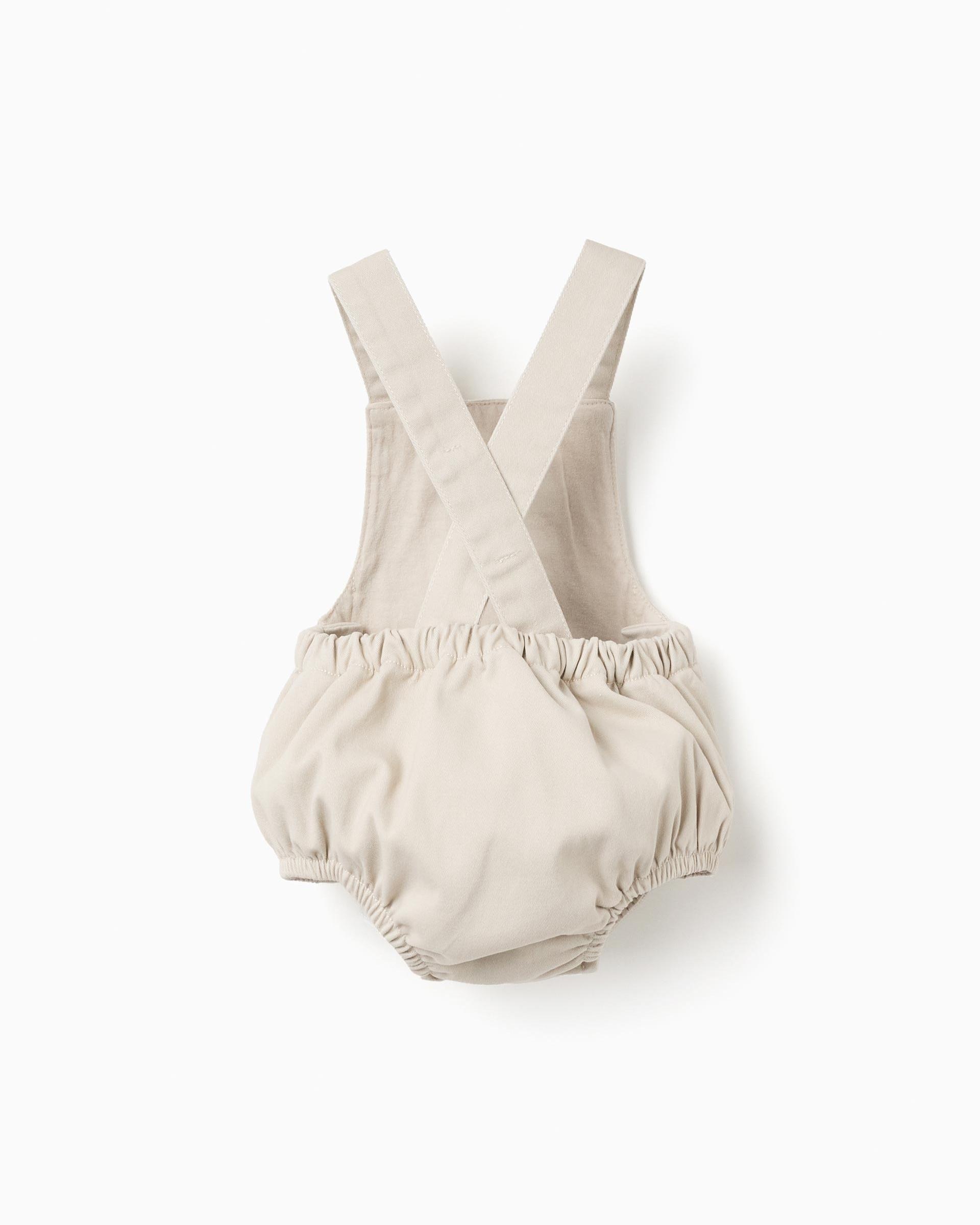 Peto de bebé niño de sarga y con tirantes ajustables - Zippy - Beige Beige-3