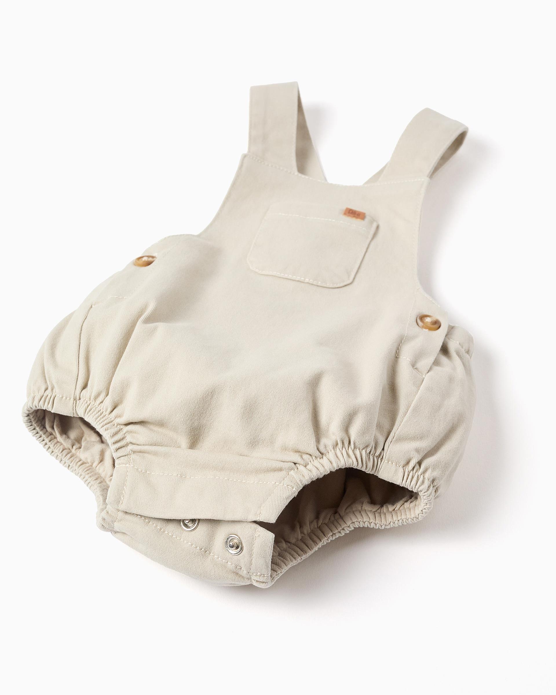 Peto de bebé niño de sarga y con tirantes ajustables - Zippy - Beige Beige-2
