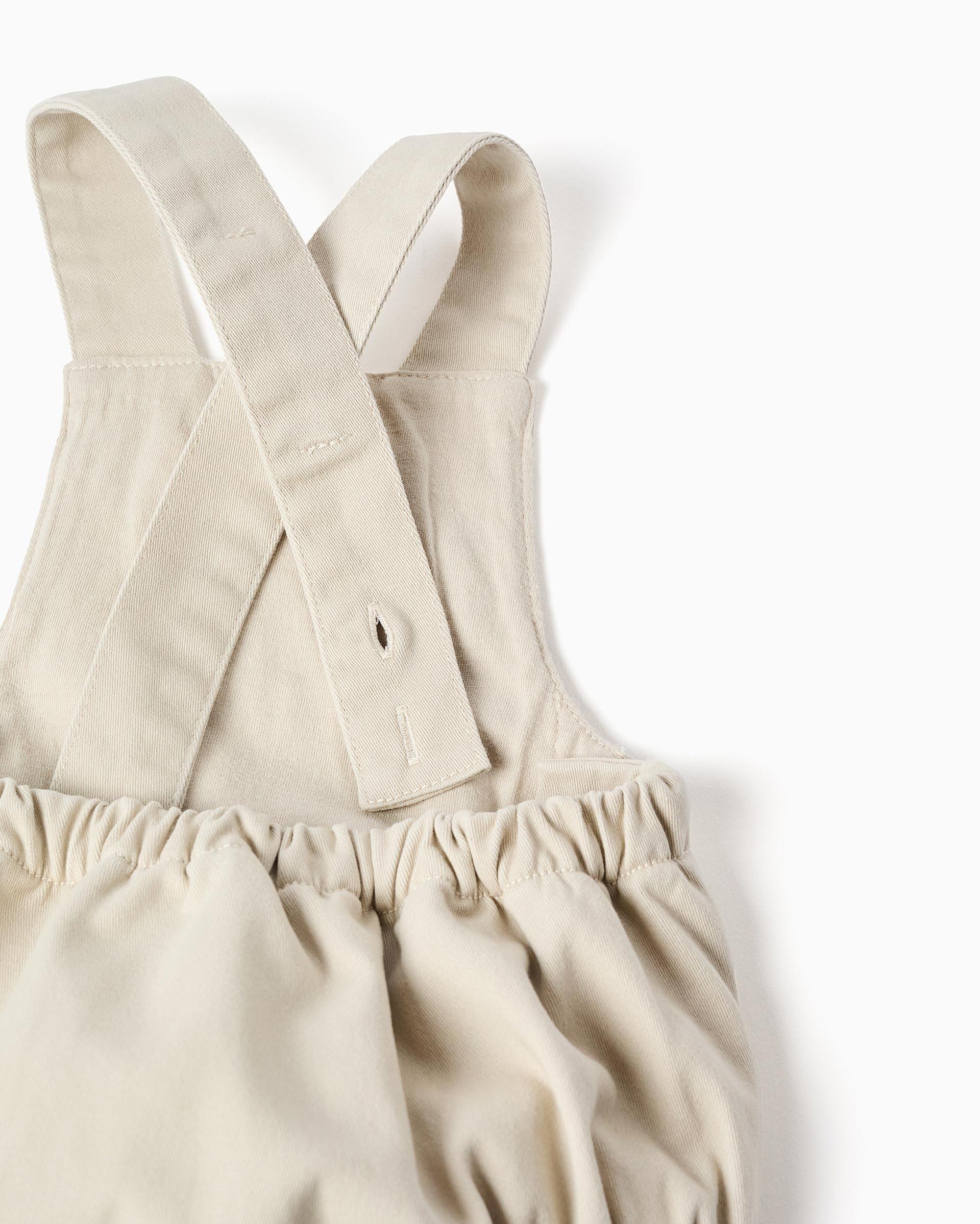 Peto de bebé niño de sarga y con tirantes ajustables - Zippy - Beige Beige-4