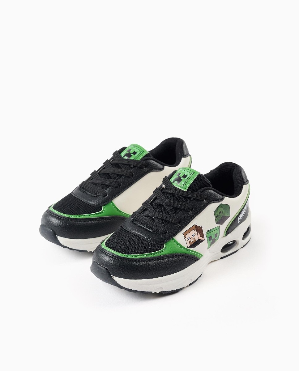 Zapatillas deportivas de niño con estampado minecraft y cordones - Zippy - Negro Negro-2