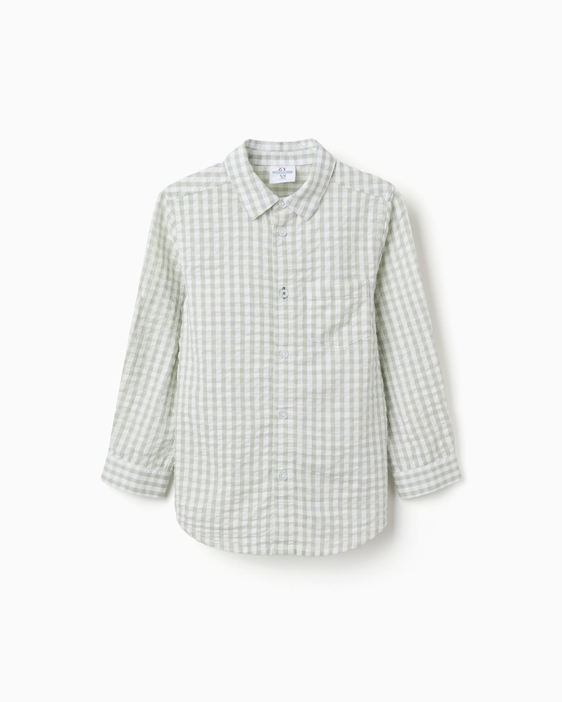 Camisa de niño 100% algodón y con estampado vichy