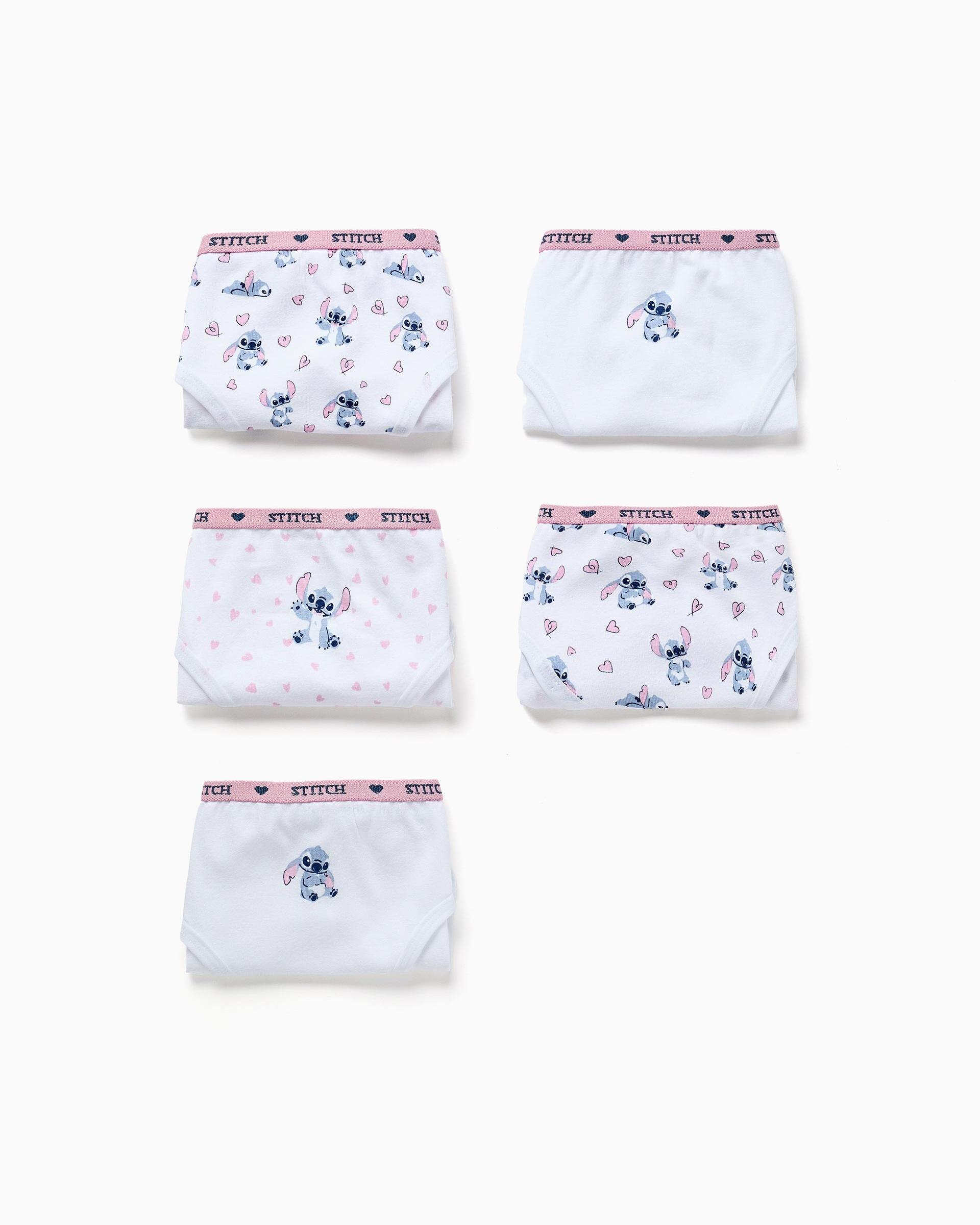Imagen 0 de Pack de 5 bragas de niña de algodón con estampados de Stitch Blanco