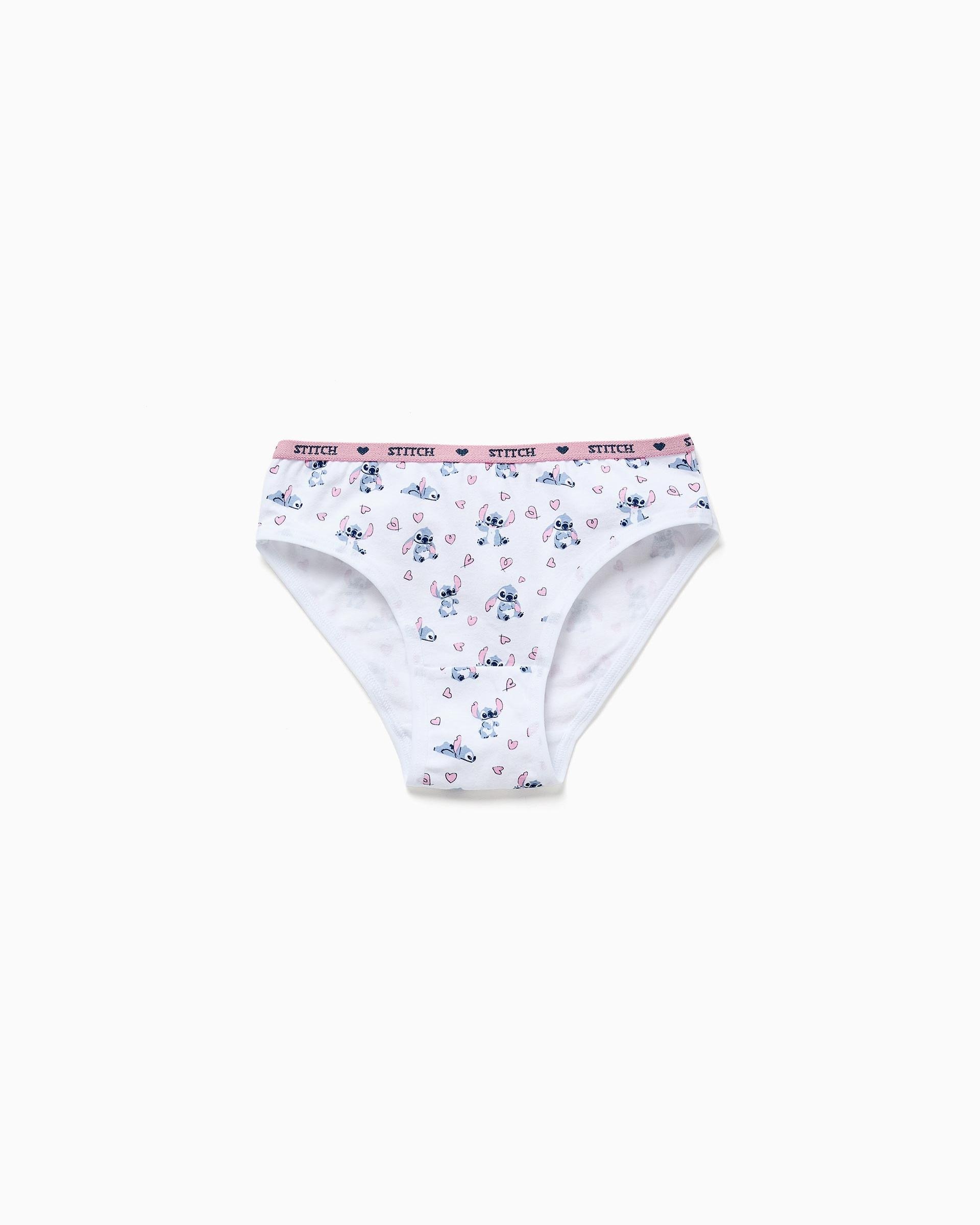 Pack de 5 bragas de niña de algodón con estampados de Stitch - Zippy - Blanco Blanco-3