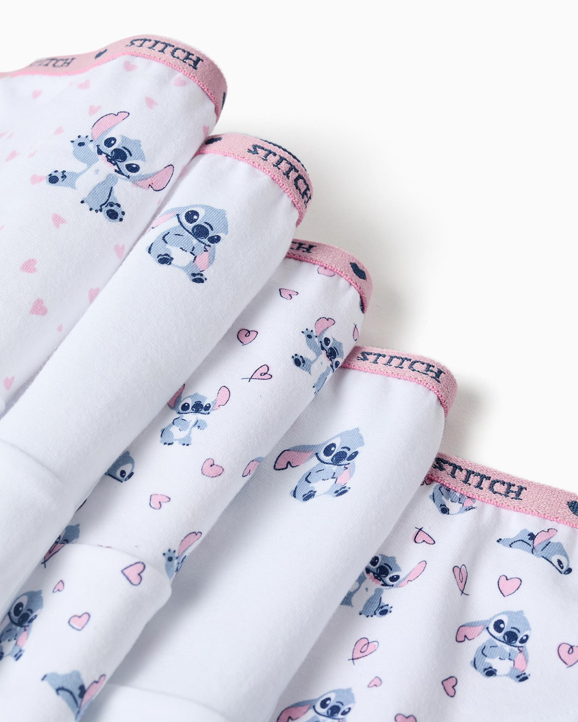 Pack de 5 bragas de niña de algodón con estampados de Stitch - Zippy - Blanco Blanco-2