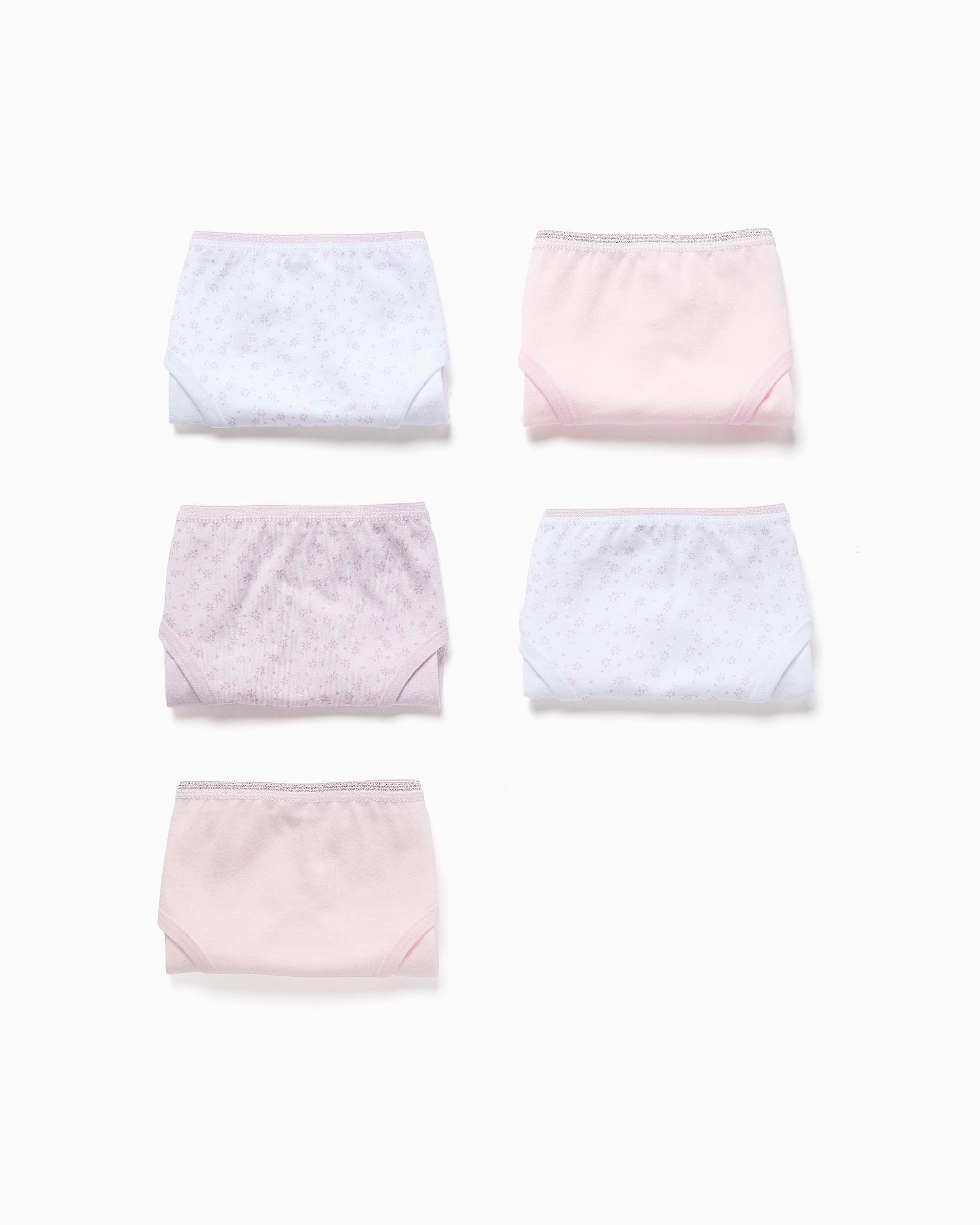 Pack de 5 bragas de niña de algodón lisas/florales - Zippy - Multicolor Multicolor-1